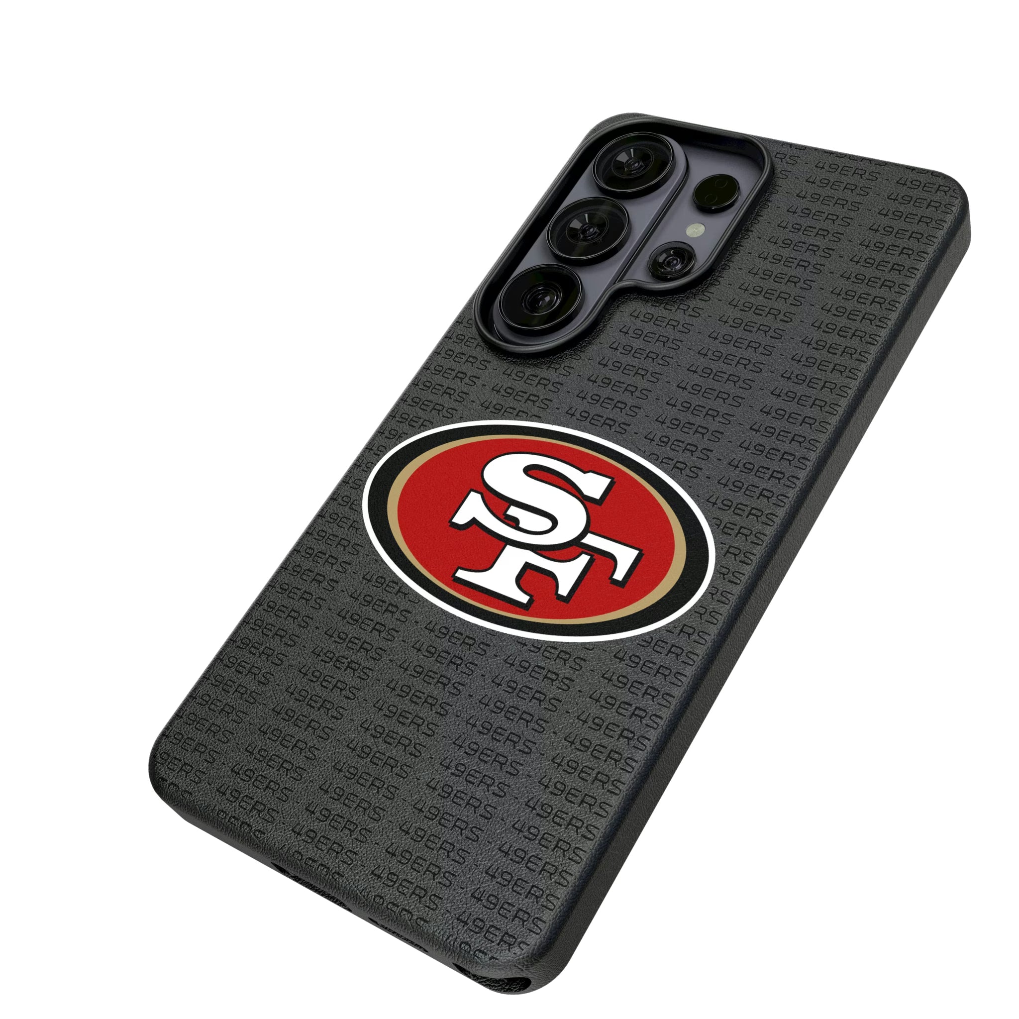 San Francisco 49ers Text Backdrop Galaxy MagSafe Compatible Phone Case for Samsung Galaxy - Isometric View