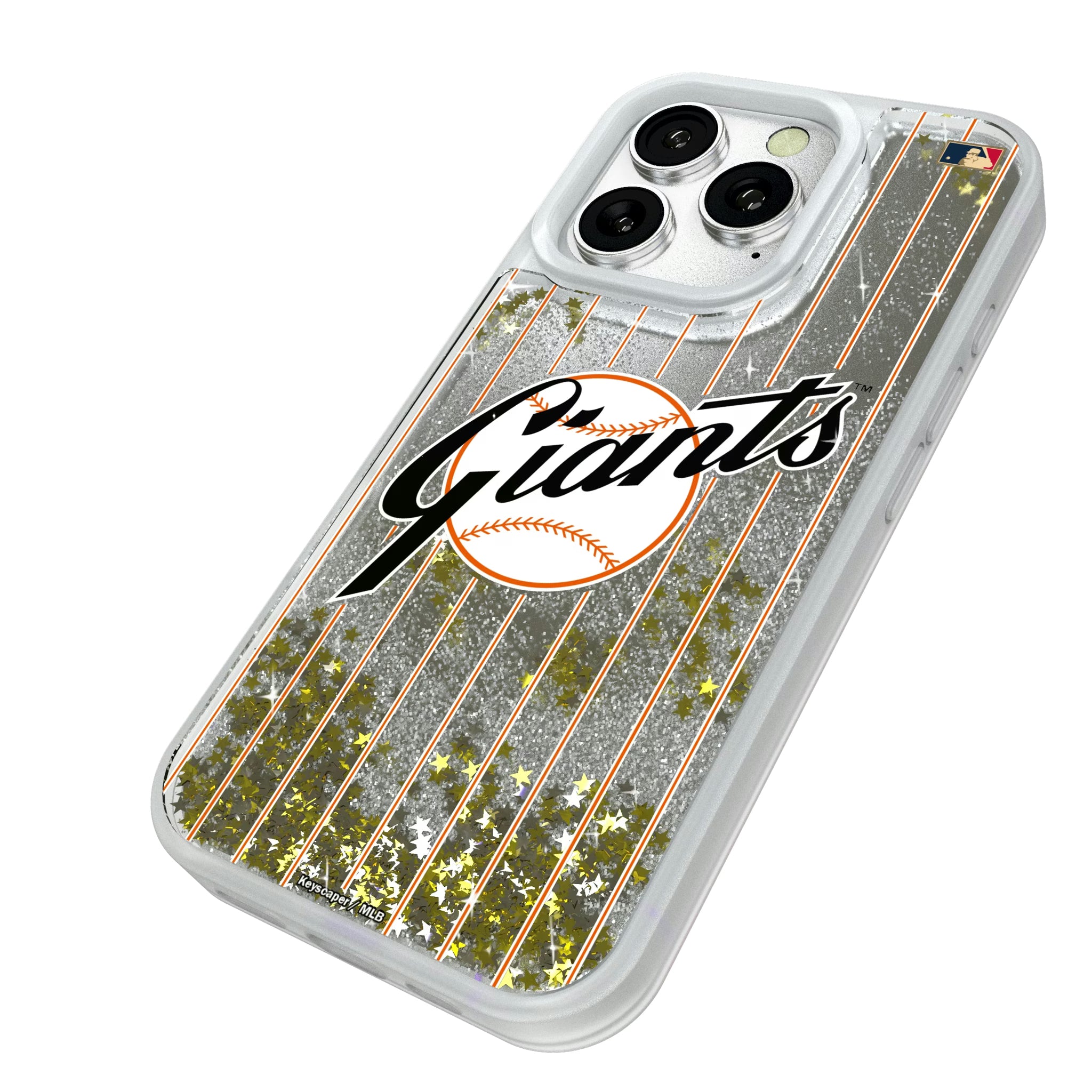 San Francisco Giants 1958-1967 - Cooperstown Collection Pinstripe iPhone Glitter Phone Case for Apple iPhone - Isometric View#Device_iPhone 16 Pro