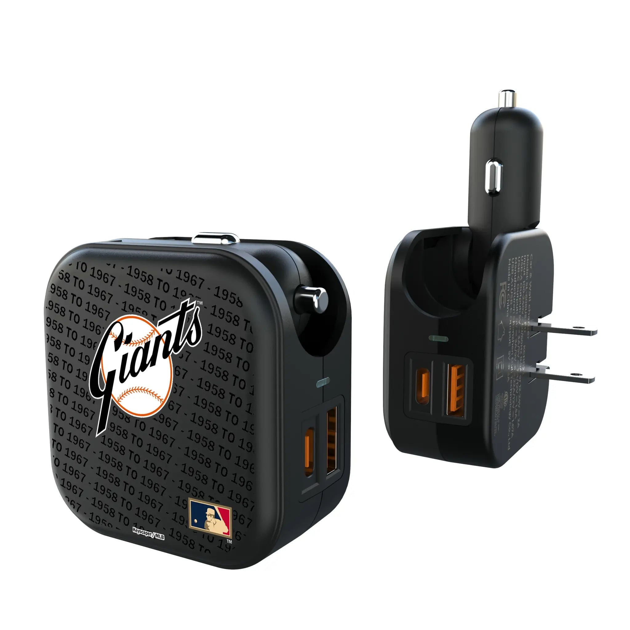 San Francisco Giants 1958-1967 - Cooperstown Collection Text Backdrop 2 in 1 USB A/C Charger