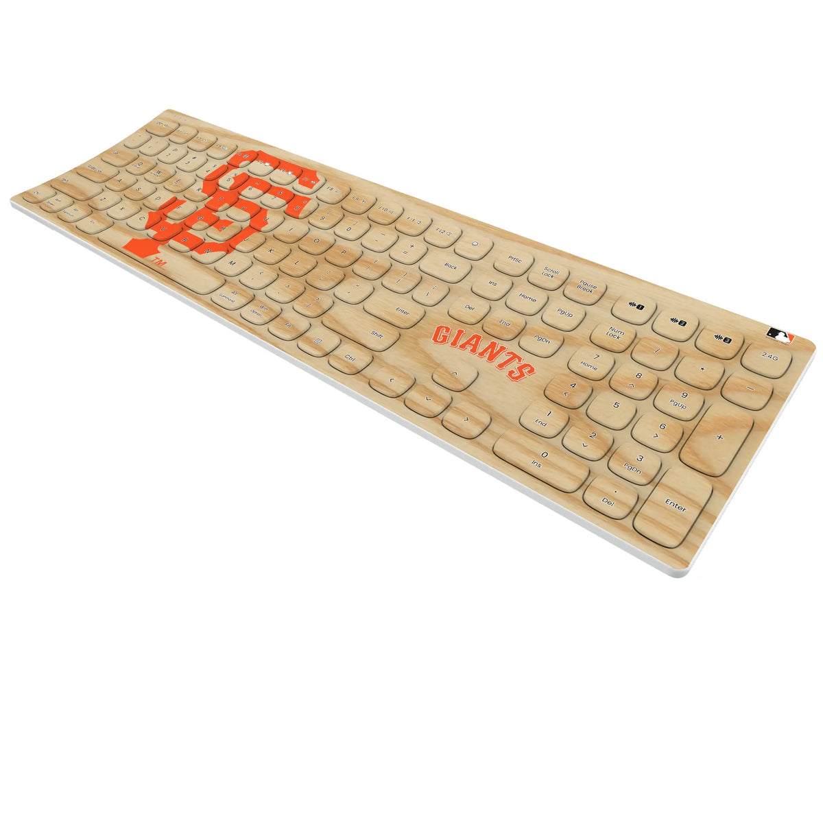 San Francisco Giants Baseball Bat KKB605 Curved Wireless Keyboard - Isometric View