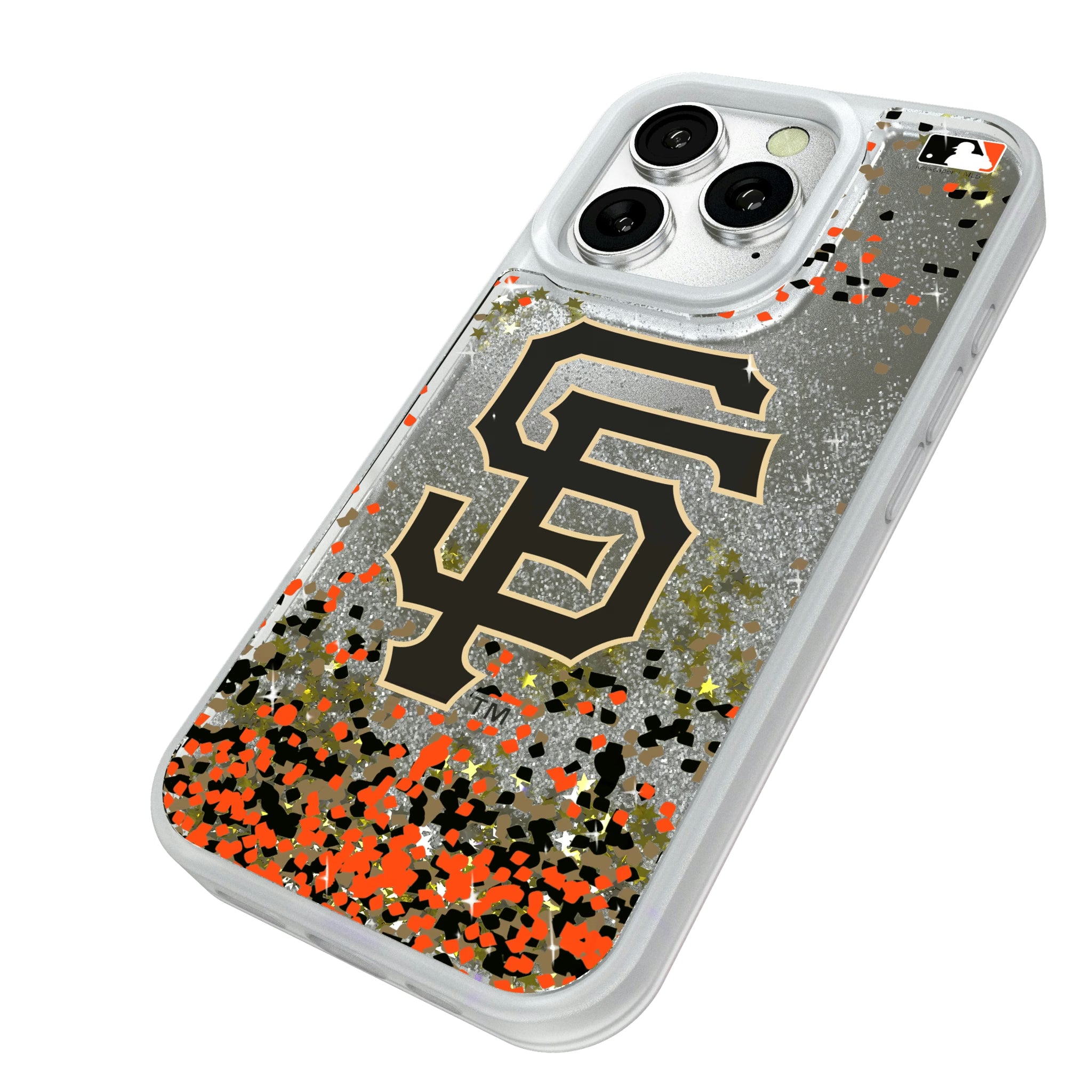 San Francisco Giants Confetti iPhone Glitter Phone Case for Apple iPhone - Isometric View#Device_iPhone 16 Pro