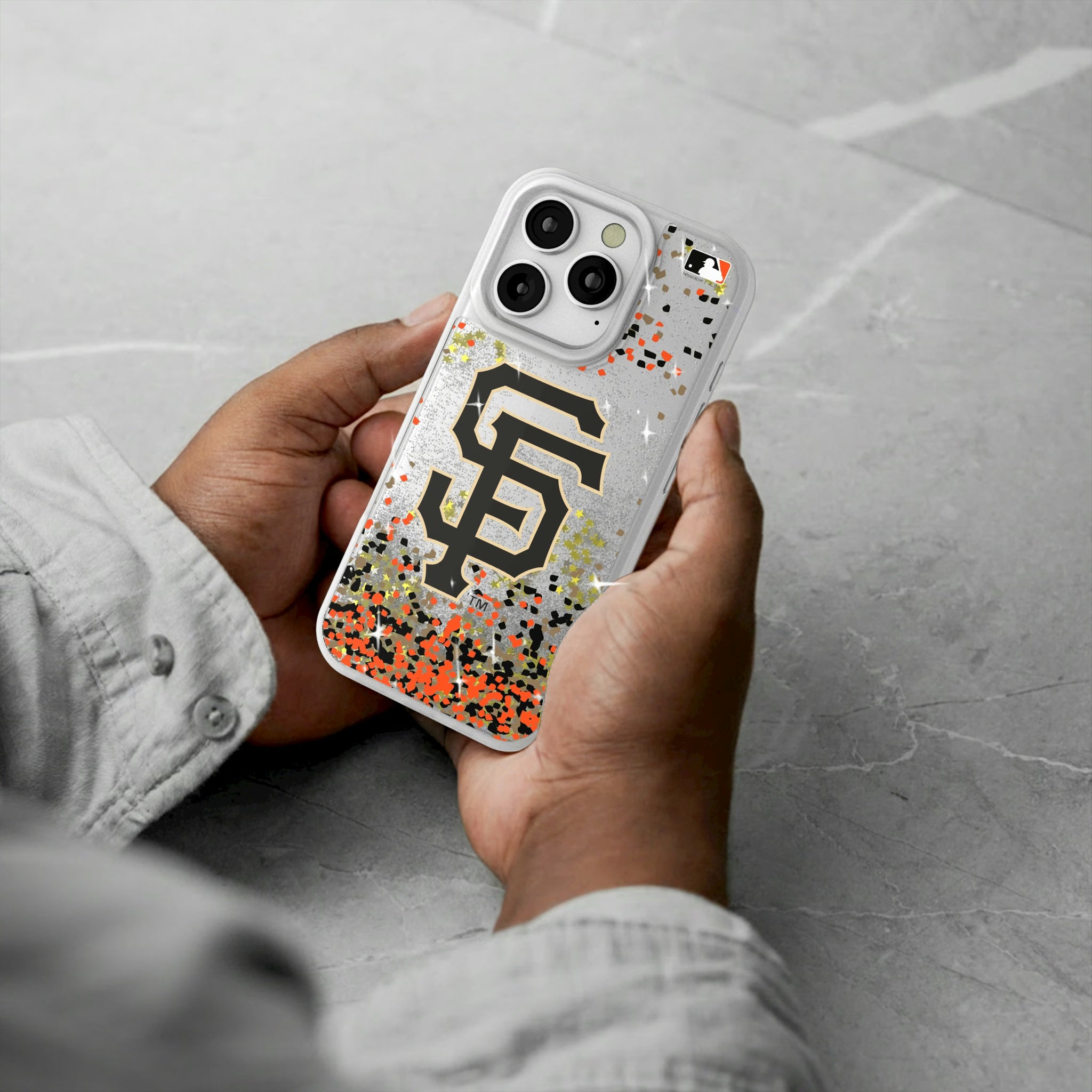 San Francisco Giants Confetti iPhone Glitter Phone Case for Apple iPhone - Lifestyle#Device_iPhone 16 Pro