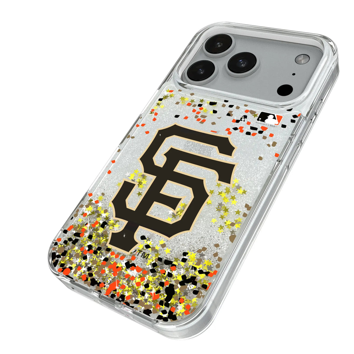 San Francisco Giants Confetti iPhone Glitter Phone Case for Apple iPhone - Isometric View#Device_iPhone 18 Pro