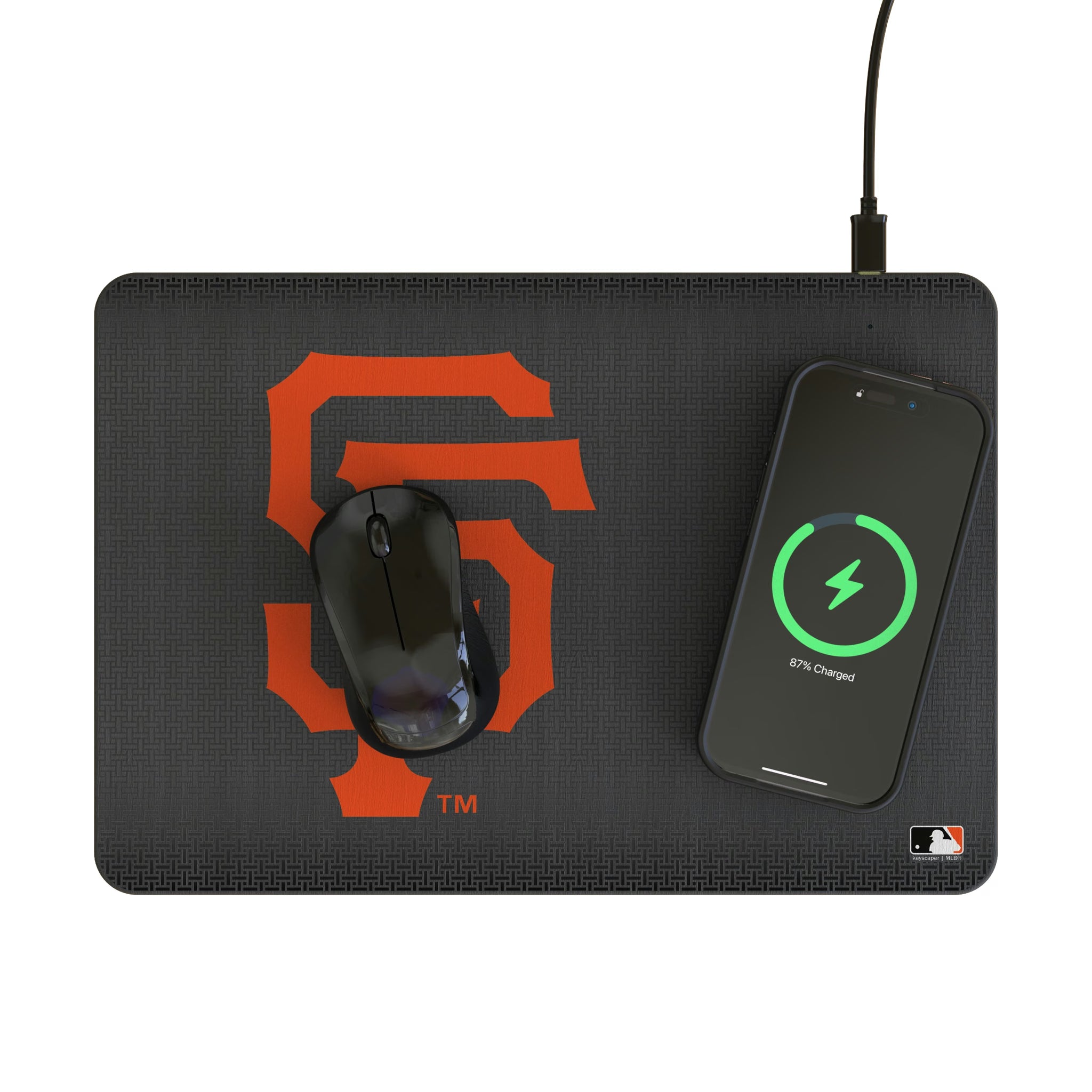 San Francisco Giants Linen 15-Watt Wireless Charger and Mouse Pad - Lifestyle