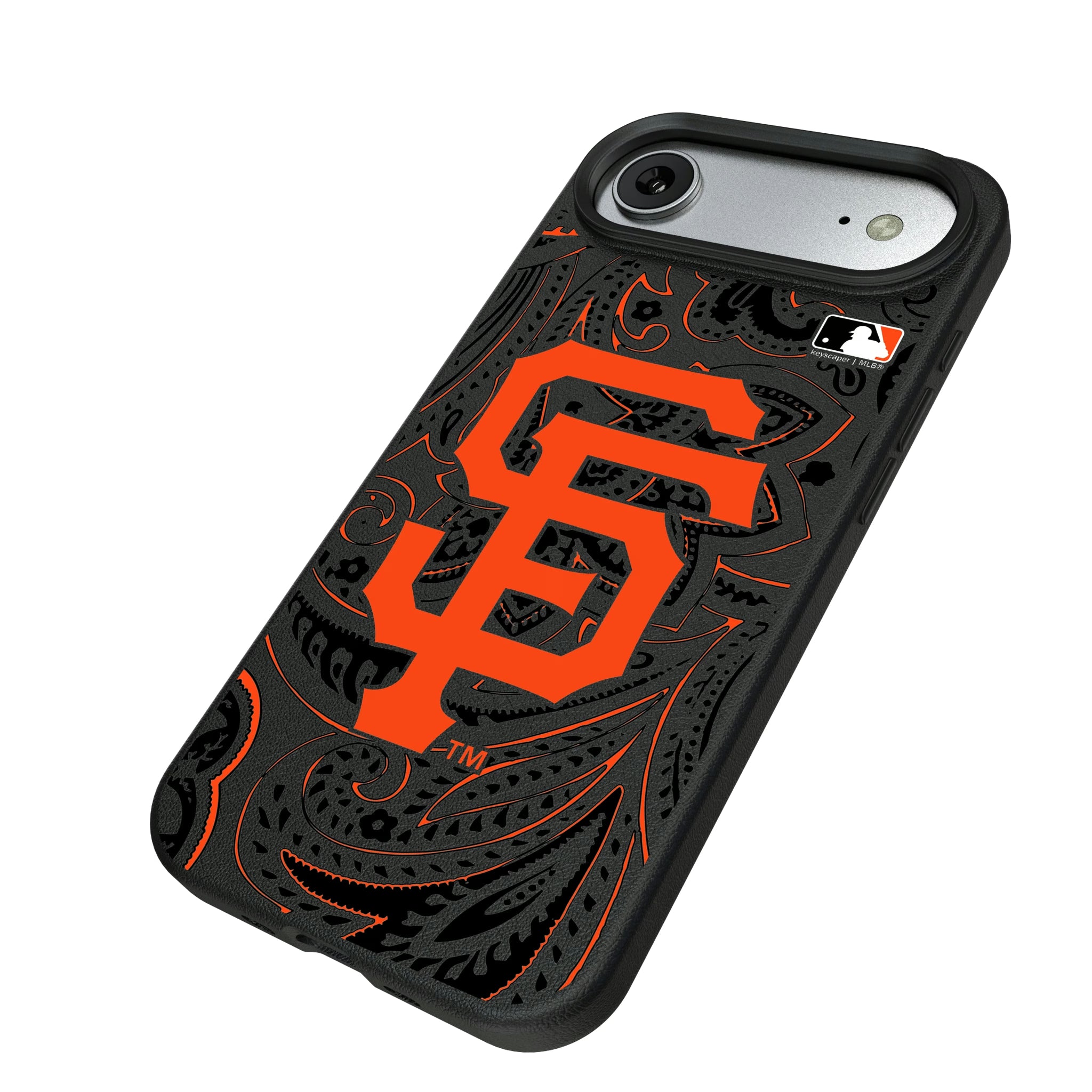 San Francisco Giants Paisley iPhone MagSafe Compatible Phone Case for Apple iPhone - Isometric View#Device_iPhone Air