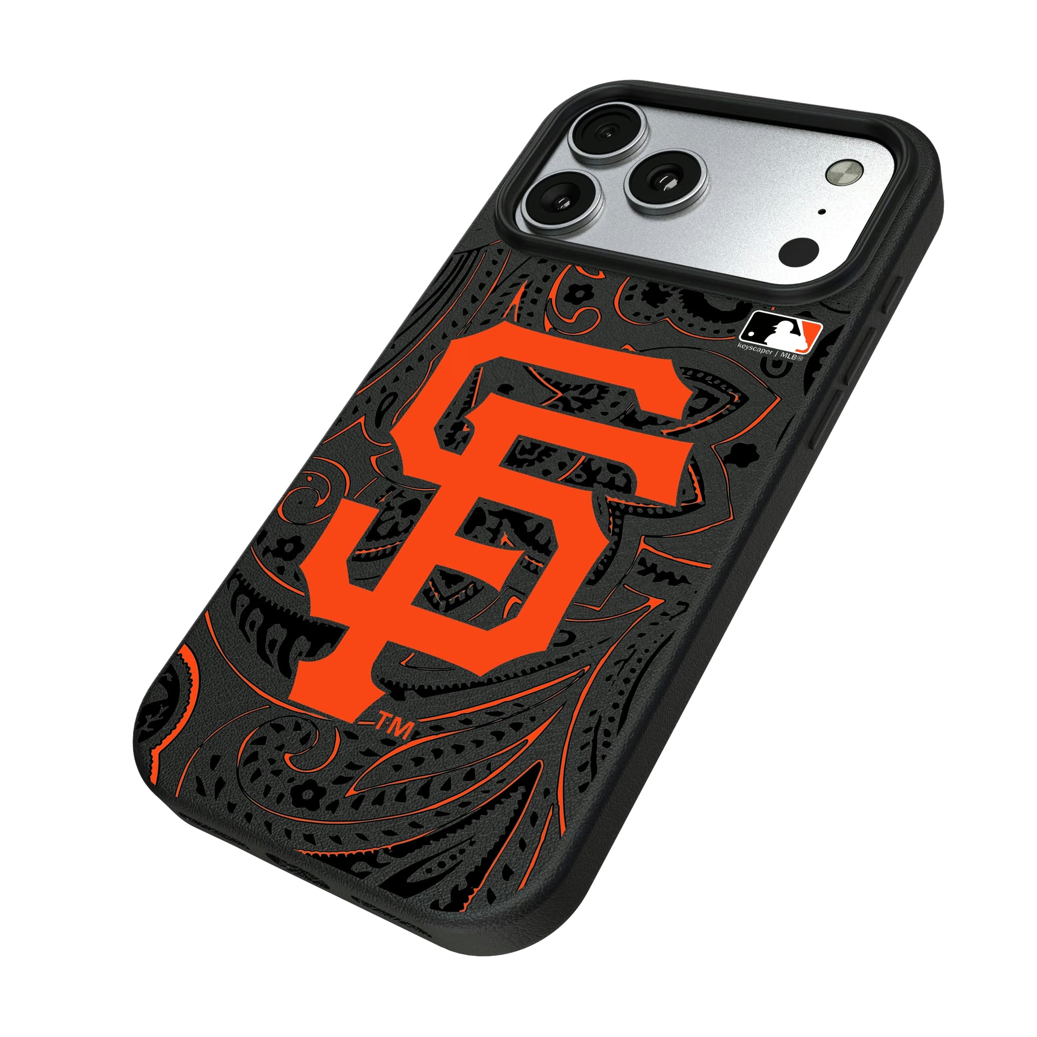 San Francisco Giants Paisley iPhone MagSafe Compatible Phone Case for Apple iPhone - Isometric View#Device_iPhone 17 Pro Max