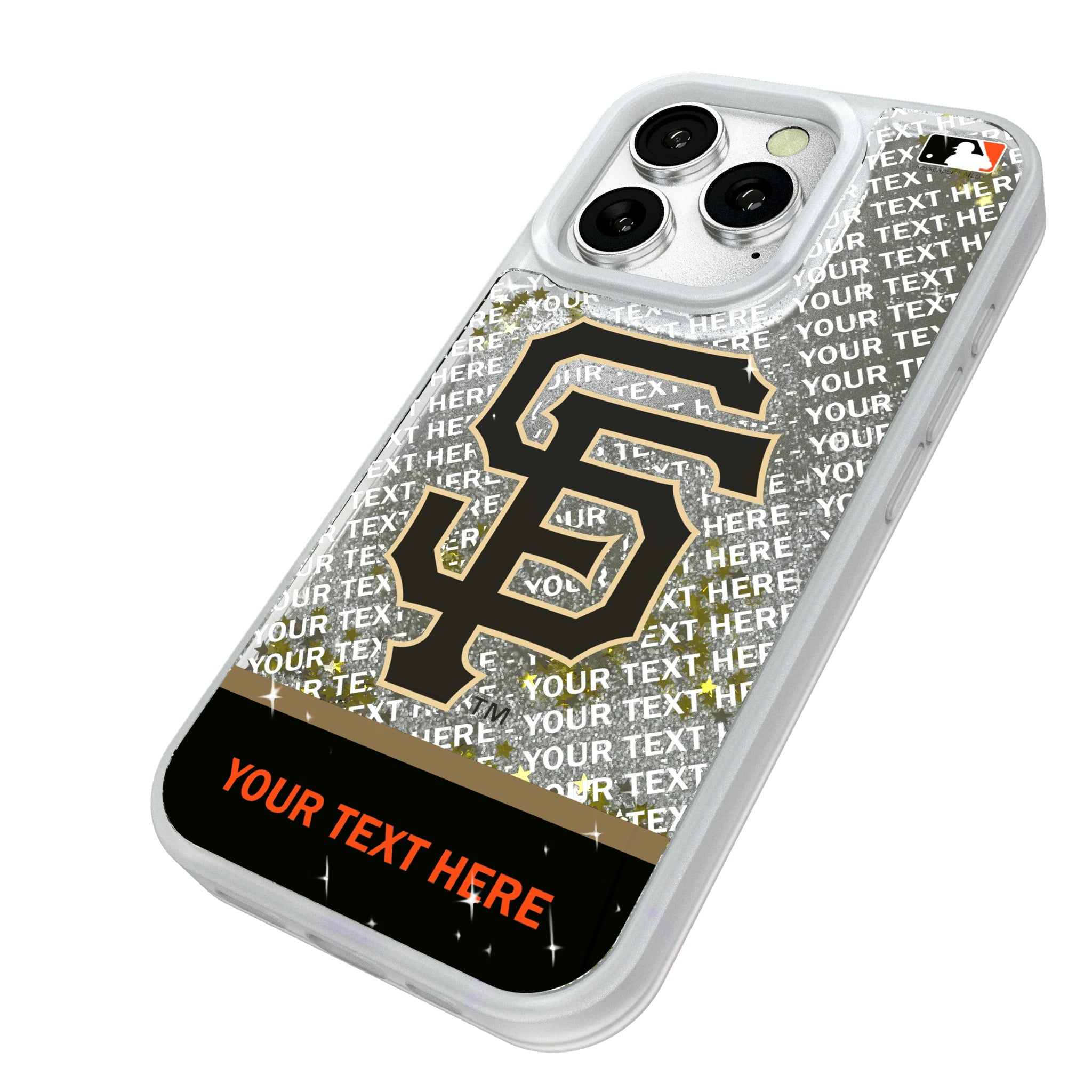 San Francisco Giants Personalized EndZone Plus iPhone Glitter Phone Case for Apple iPhone - Isometric View#Device_iPhone 16 Pro