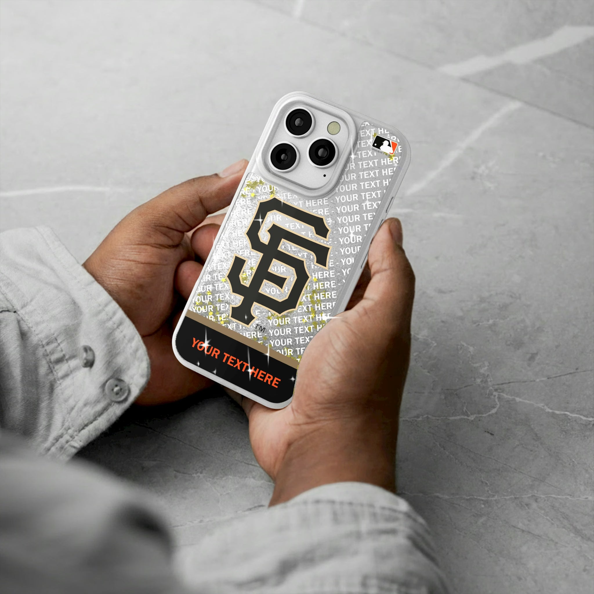 San Francisco Giants Personalized EndZone Plus iPhone Glitter Phone Case for Apple iPhone - Lifestyle#Device_iPhone 16 Pro