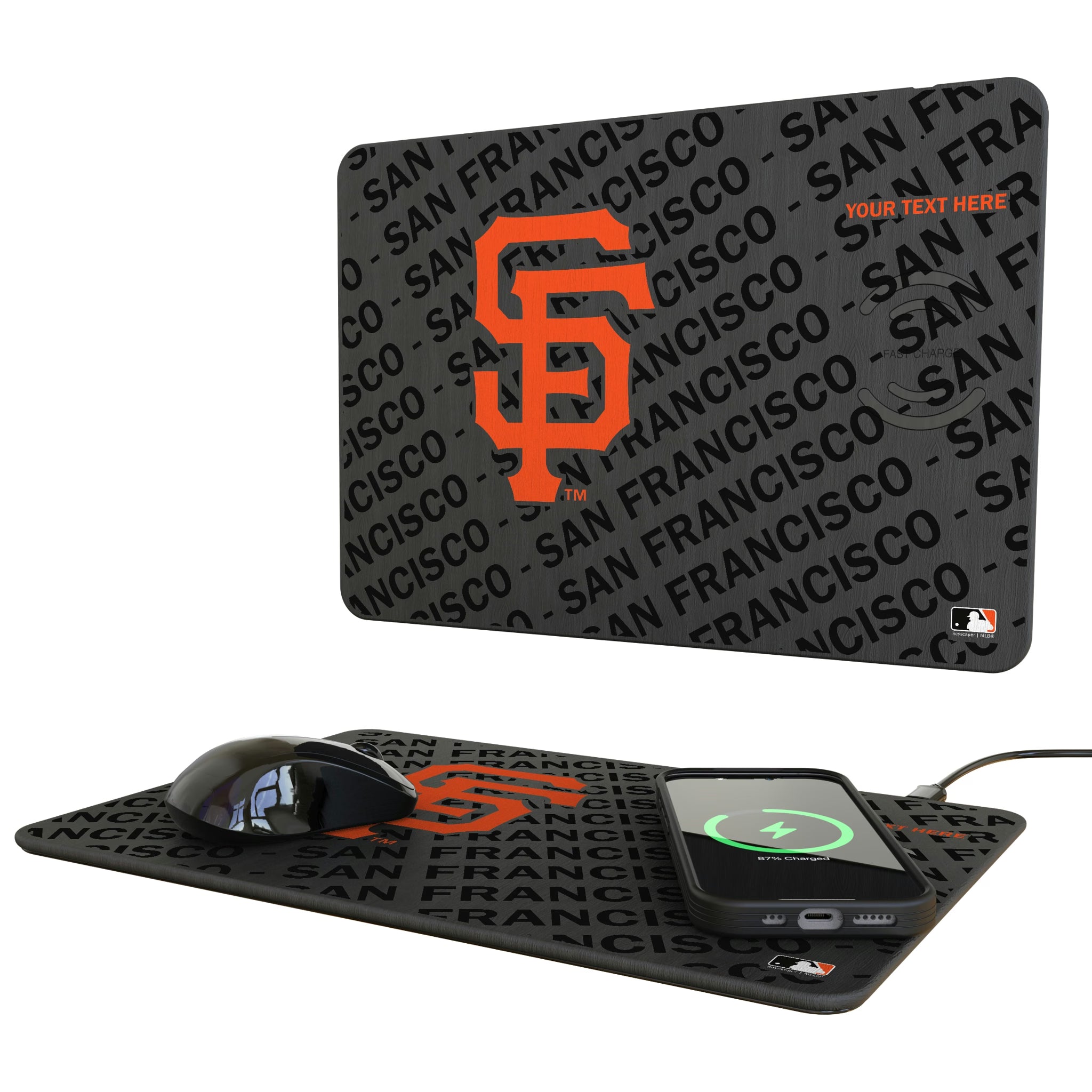 San Francisco Giants Personalized Tilt 15-Watt Wireless Charger and Mouse Pad