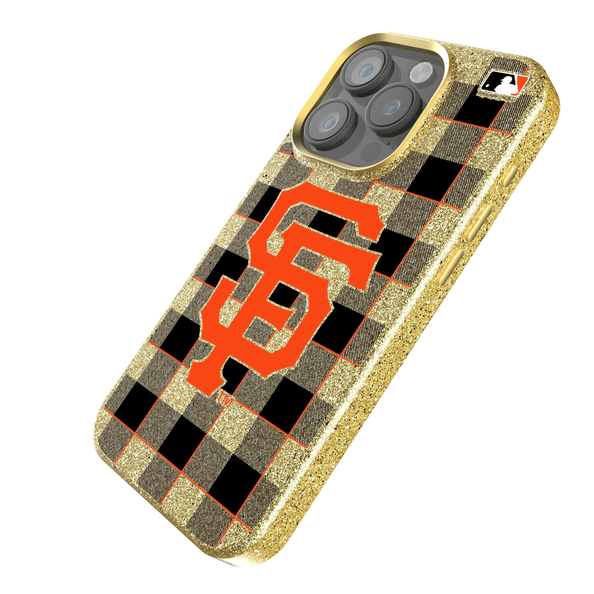 San Francisco Giants Plaid iPhone Bling Phone Case for Apple iPhone - Isometric View