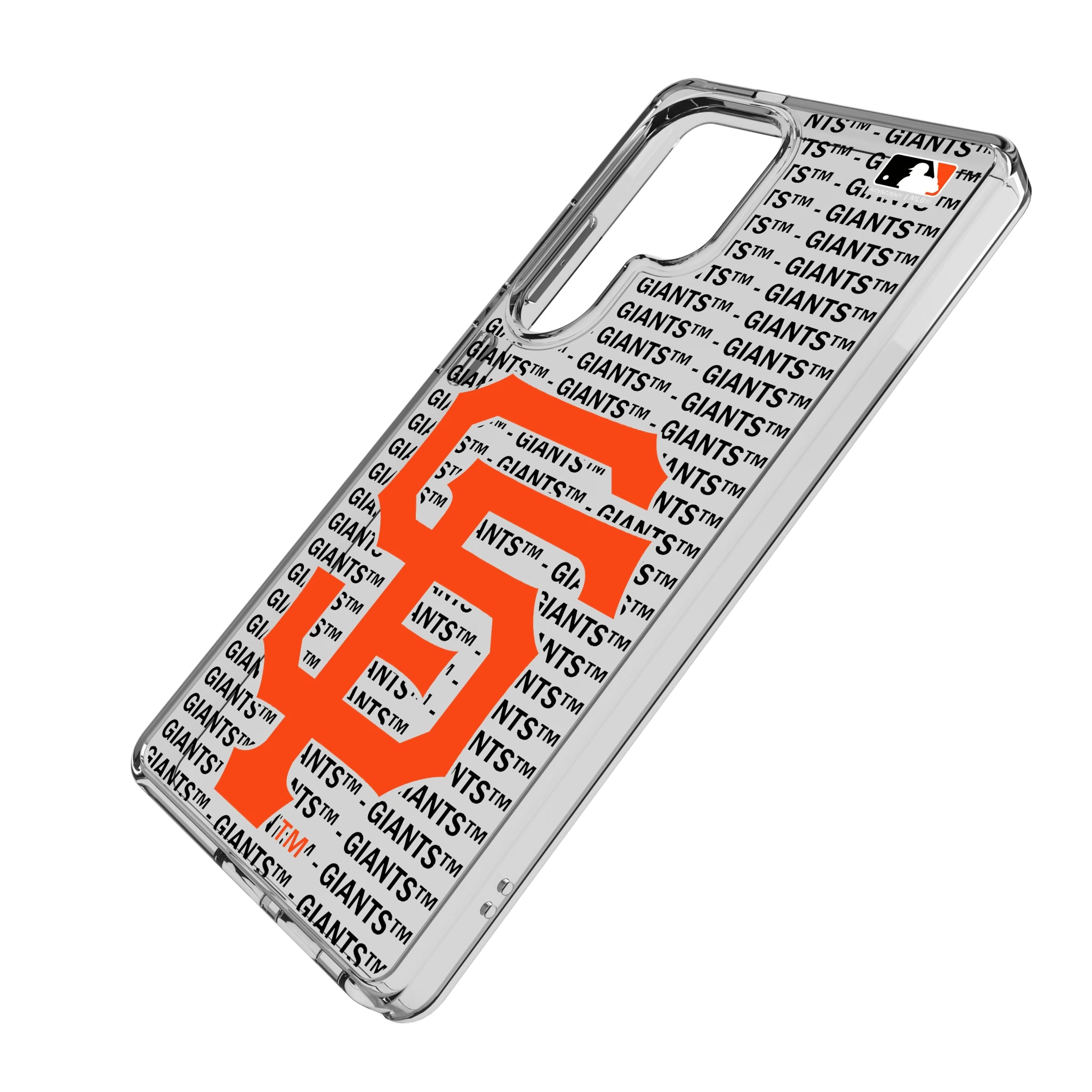 San Francisco Giants Text Backdrop Galaxy Clear Phone Case for Samsung Galaxy - Isometric View