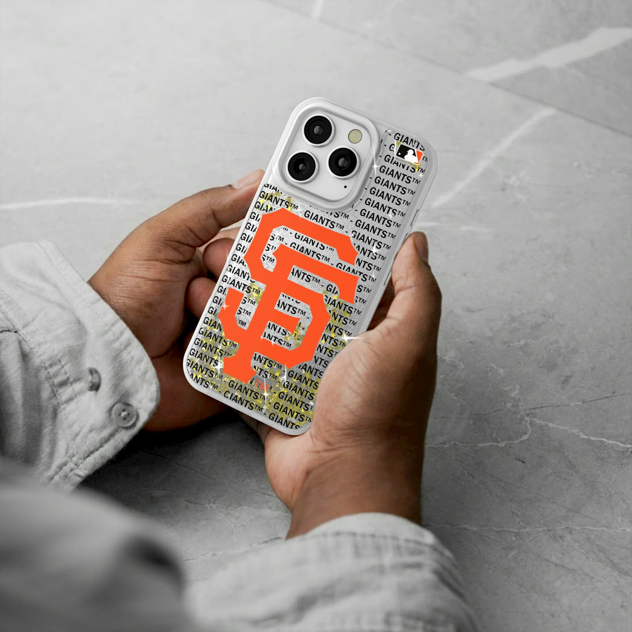 San Francisco Giants Text Backdrop iPhone Glitter Phone Case for Apple iPhone - Lifestyle#Device_iPhone 16 Pro
