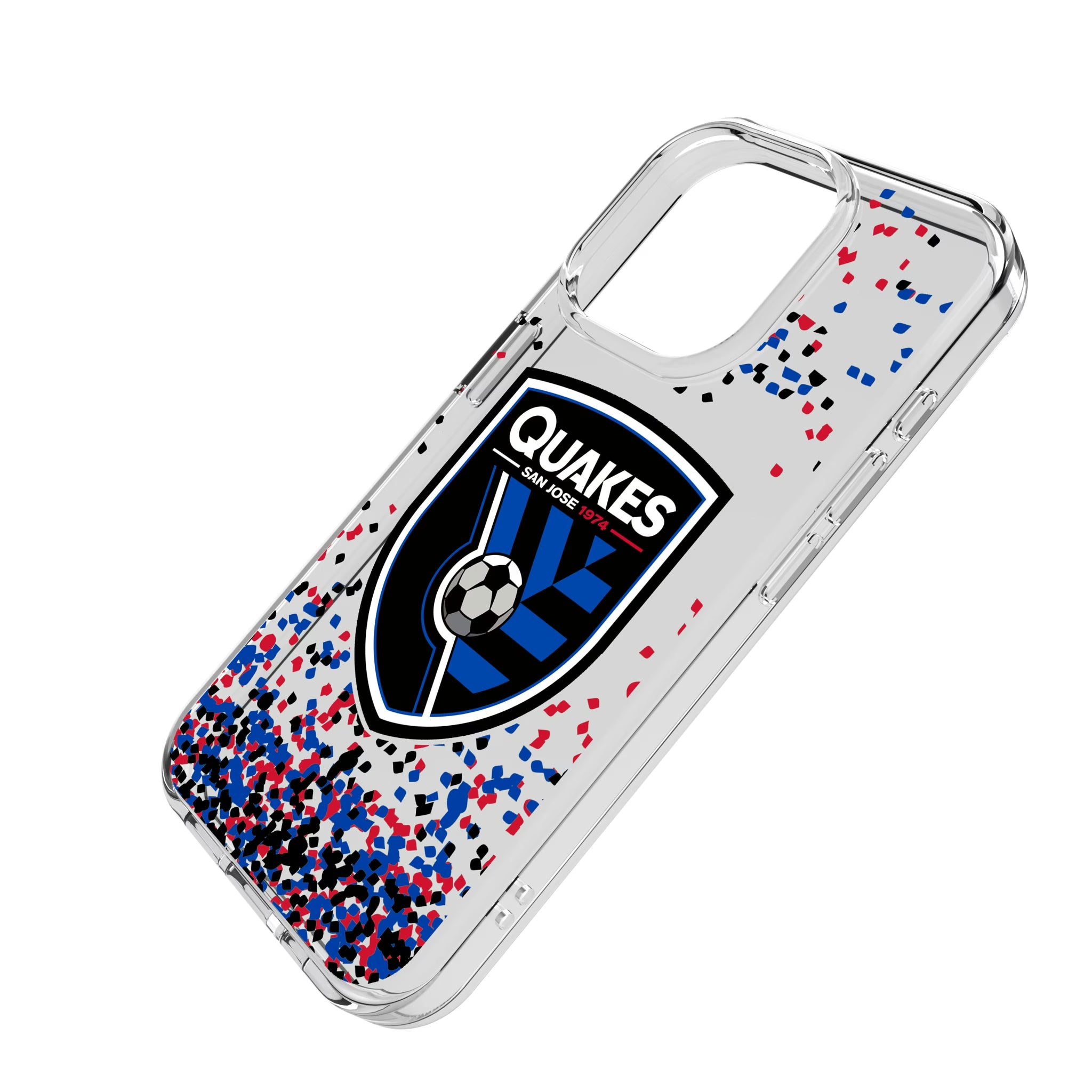 San Jose Earthquakes Confetti iPhone Clear Phone Case for Apple iPhone - Isometric View