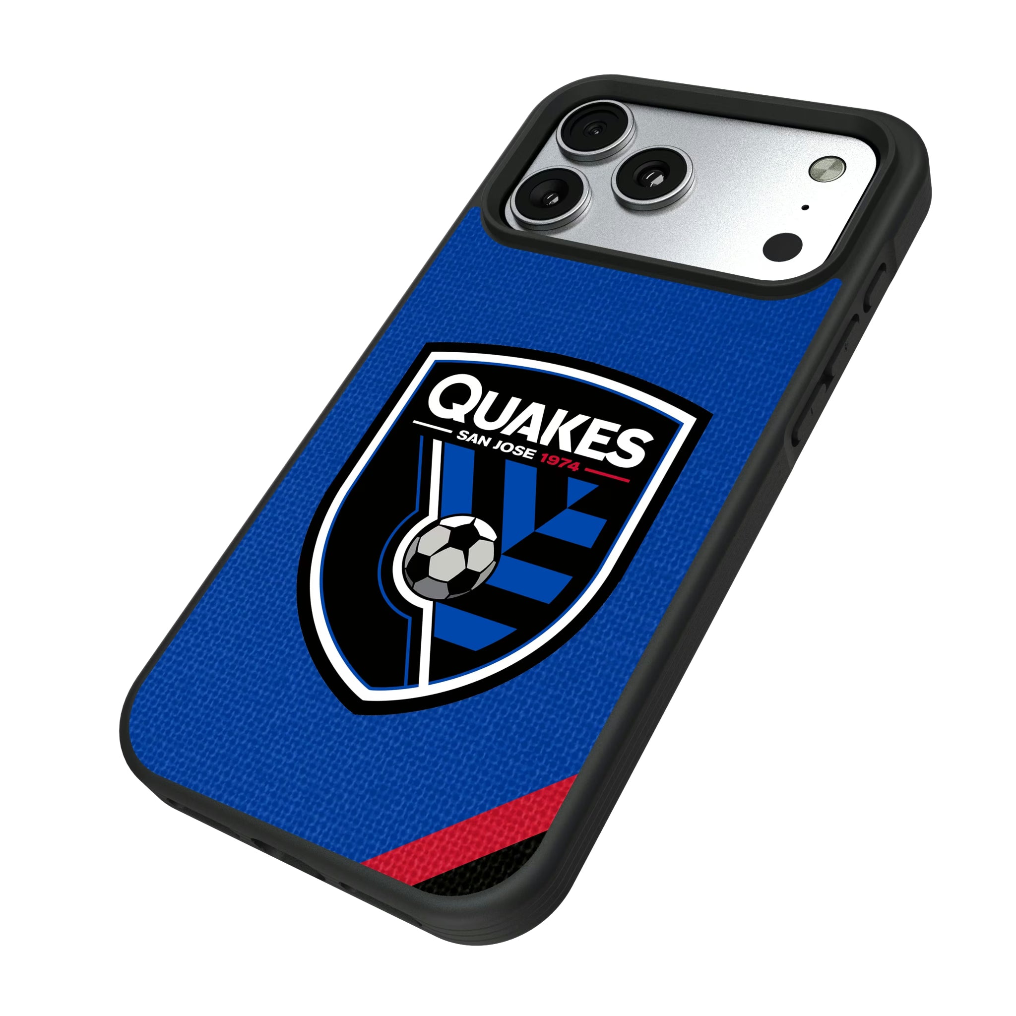 San Jose Earthquakes Diagonal Stripe iPhone Bump Phone Case for Apple iPhone - Isometric View#Device_iPhone 17 Pro Max