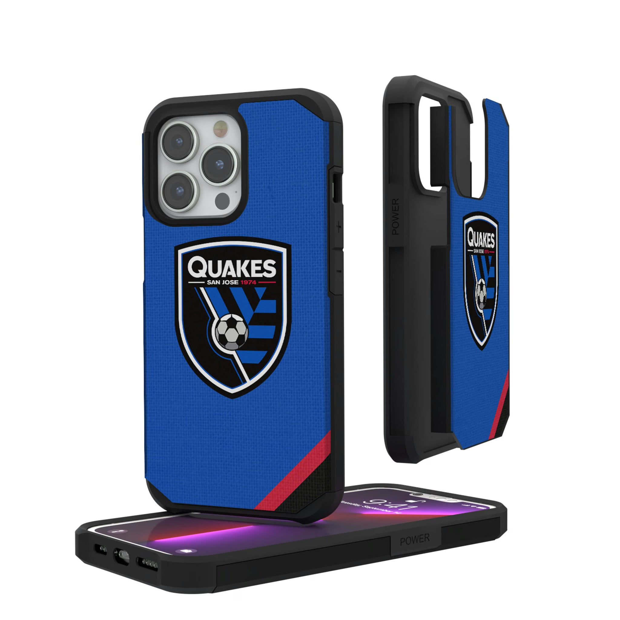 San Jose Earthquakes Diagonal Stripe iPhone Rugged Phone Case for Apple iPhone