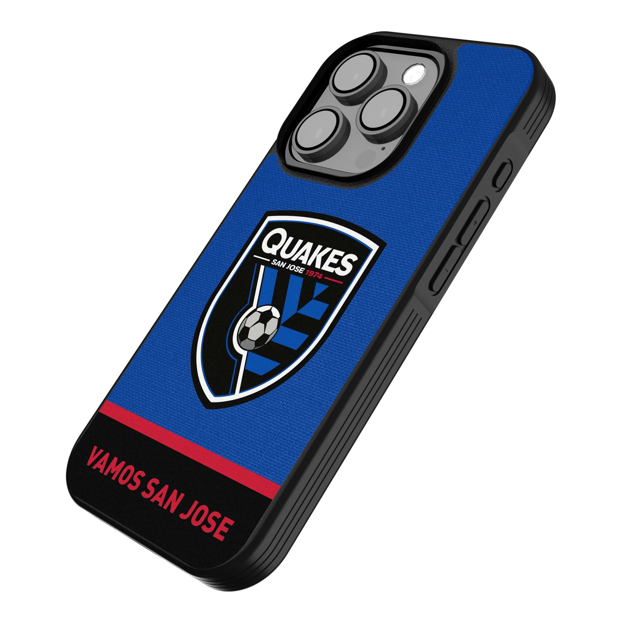 San Jose Earthquakes Endzone Solid iPhone Bump Phone Case for Apple iPhone - Isometric View