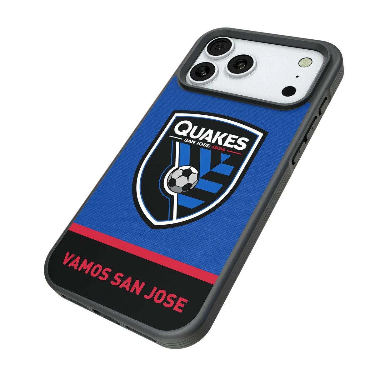 San Jose Earthquakes Endzone Solid iPhone Bump Phone Case for Apple iPhone - Isometric View#Device_iPhone 18 Pro Max