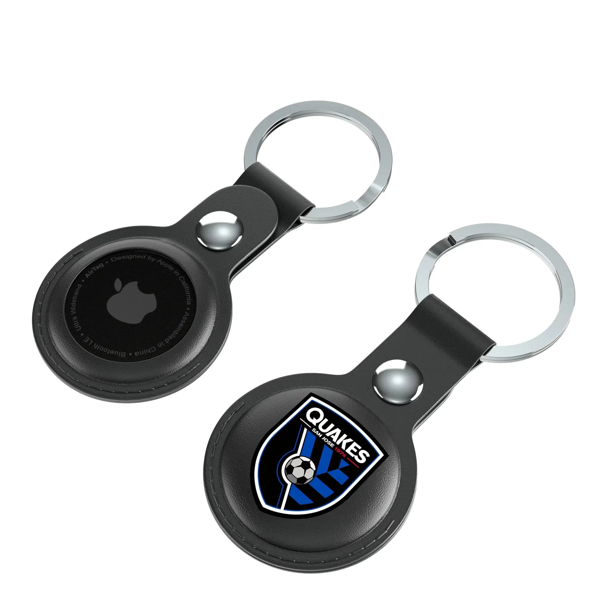 San Jose Earthquakes Insignia AirTag Black Airtag Holder 2-Pack - Isometric View
