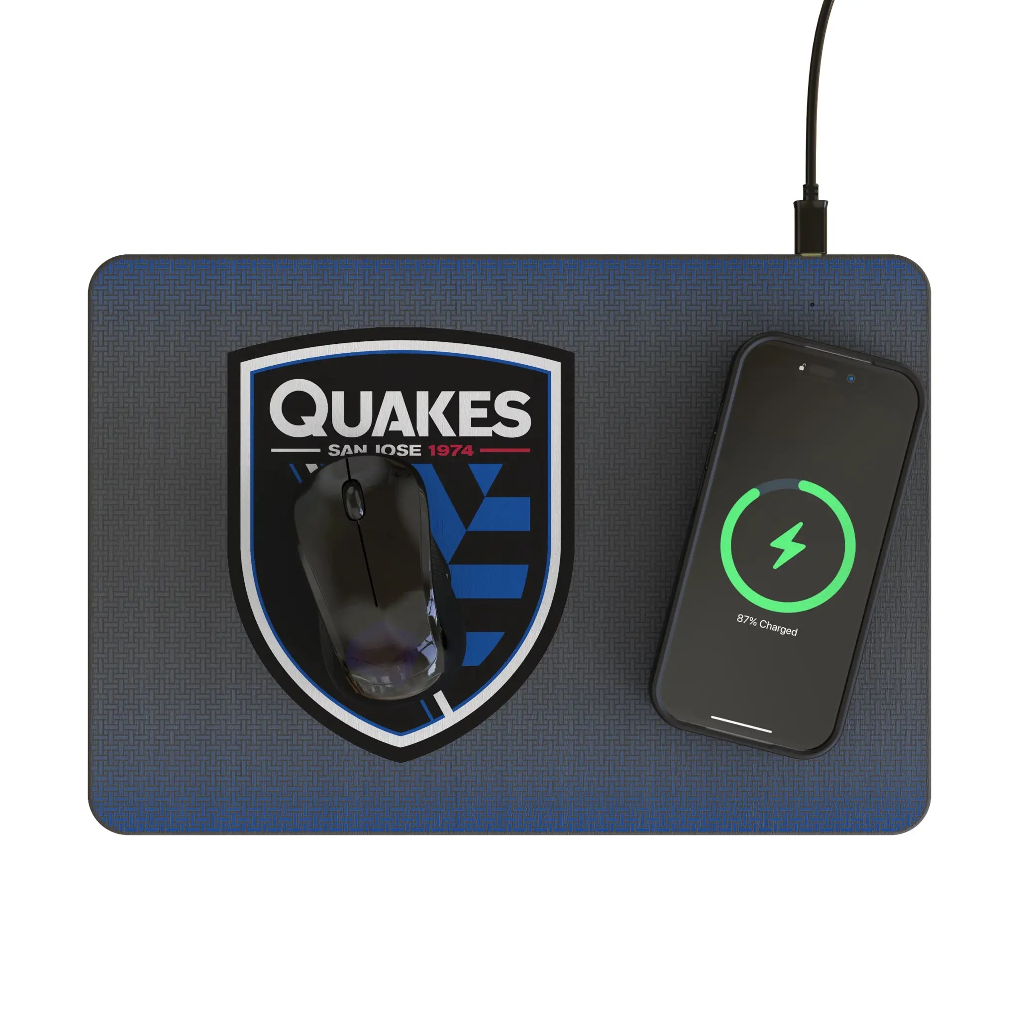 San Jose Earthquakes Linen 15-Watt Wireless Charger and Mouse Pad - Lifestyle