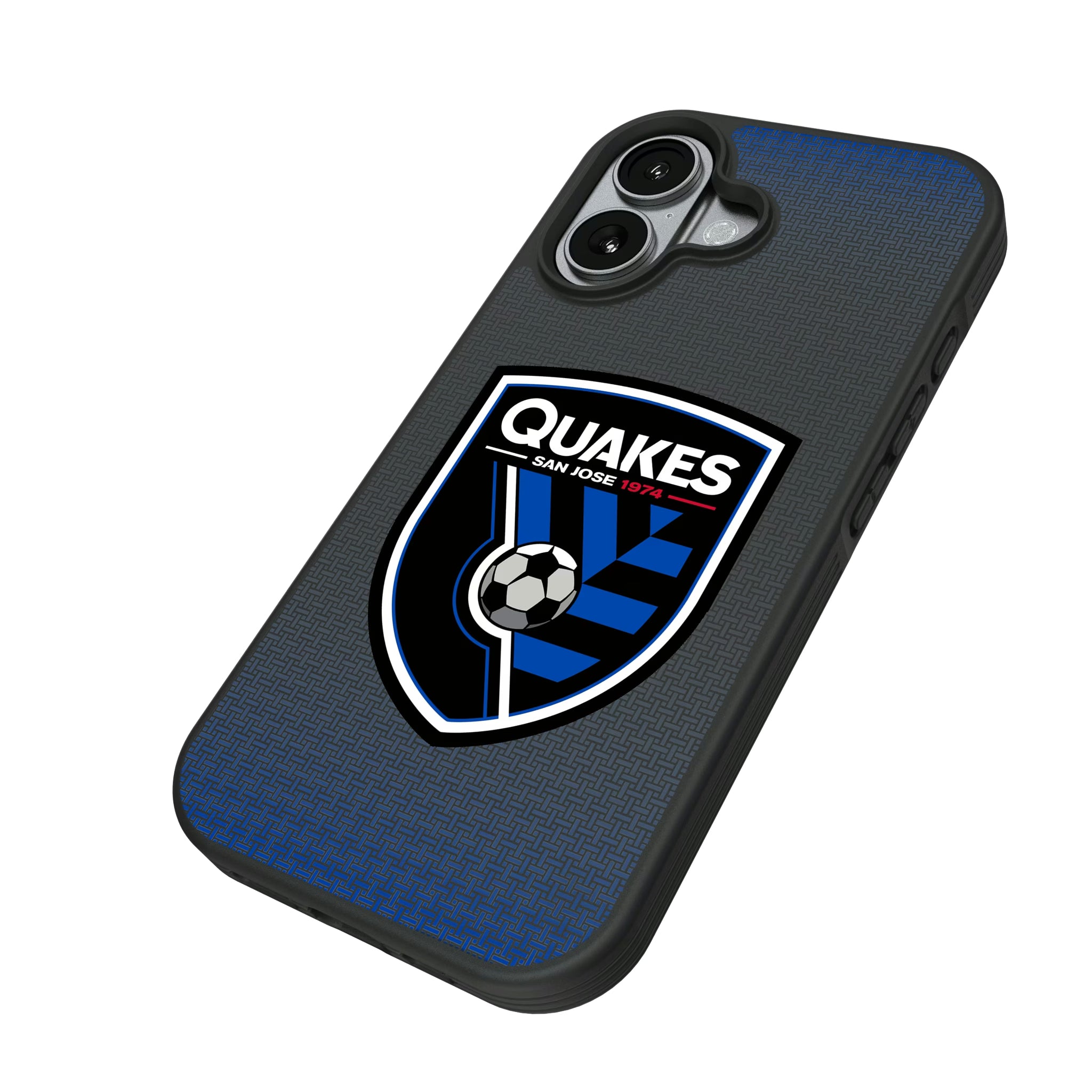 San Jose Earthquakes Linen iPhone Bump Phone Case for Apple iPhone - Isometric View#Device_iPhone 17