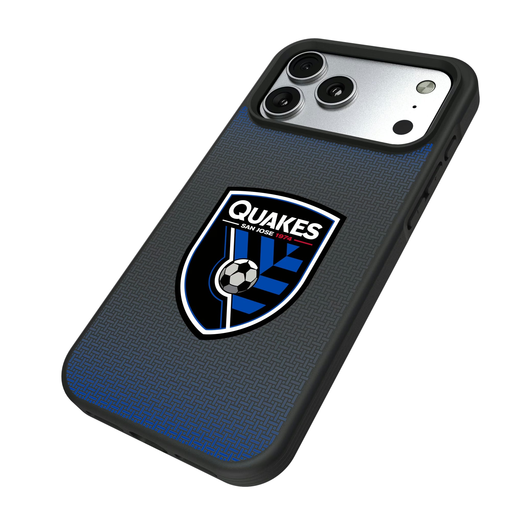 San Jose Earthquakes Linen iPhone Bump Phone Case for Apple iPhone - Isometric View#Device_iPhone 17 Pro Max