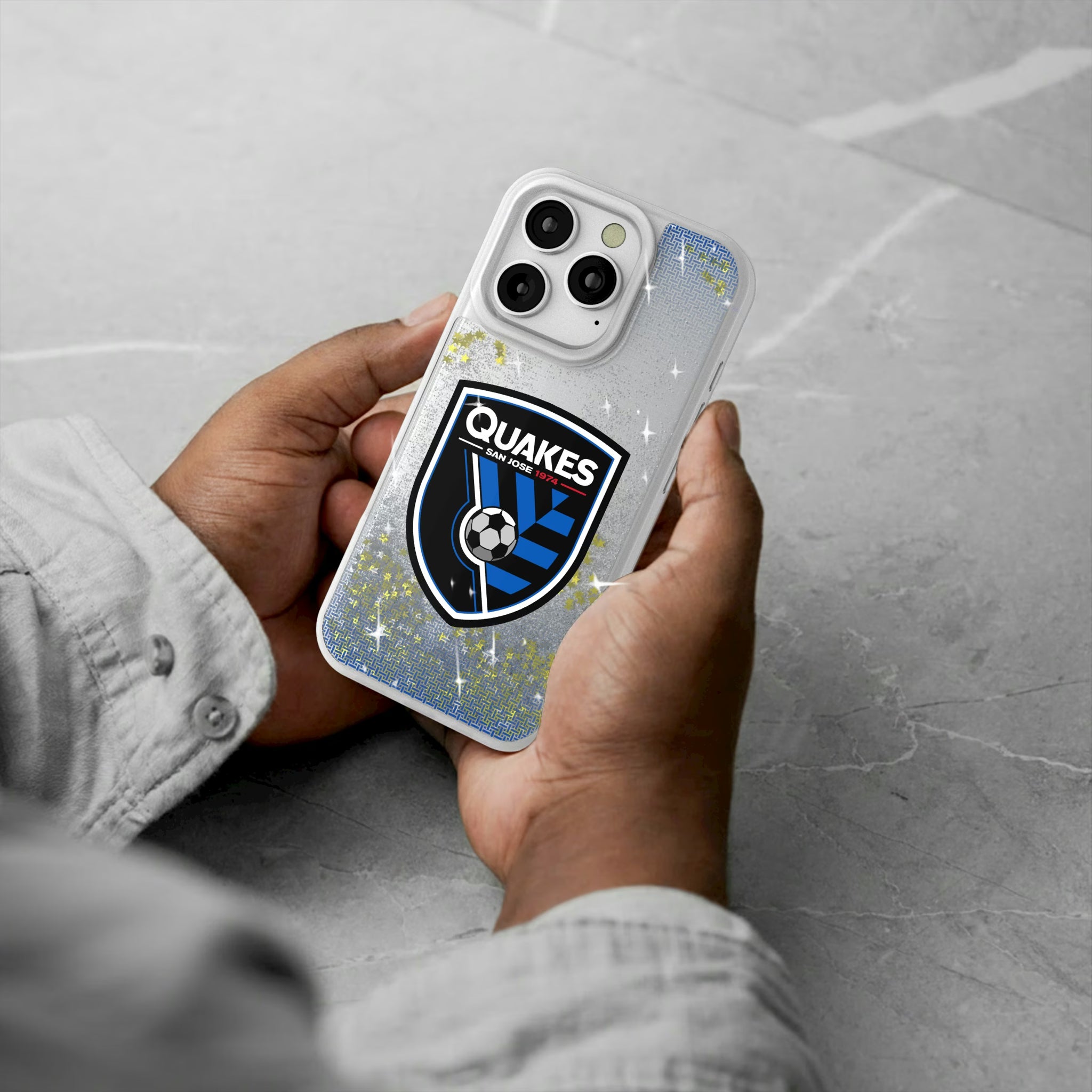San Jose Earthquakes Linen iPhone Glitter Phone Case for Apple iPhone - Lifestyle#Device_iPhone 16 Pro