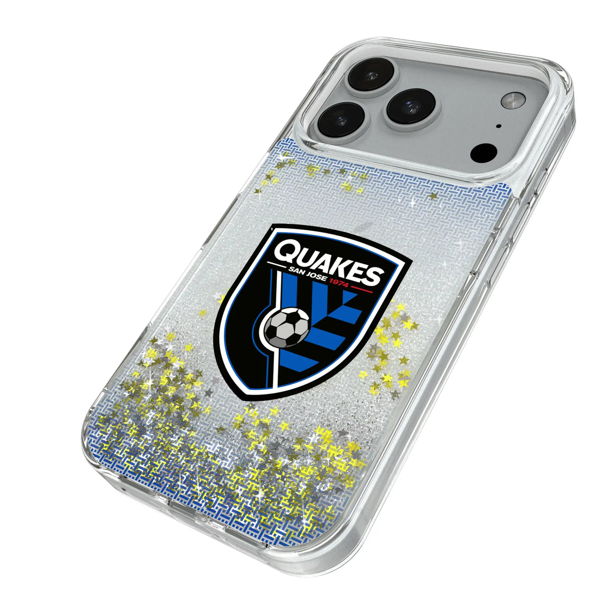 San Jose Earthquakes Linen iPhone Glitter Phone Case for Apple iPhone - Isometric View#Device_iPhone 18 Pro