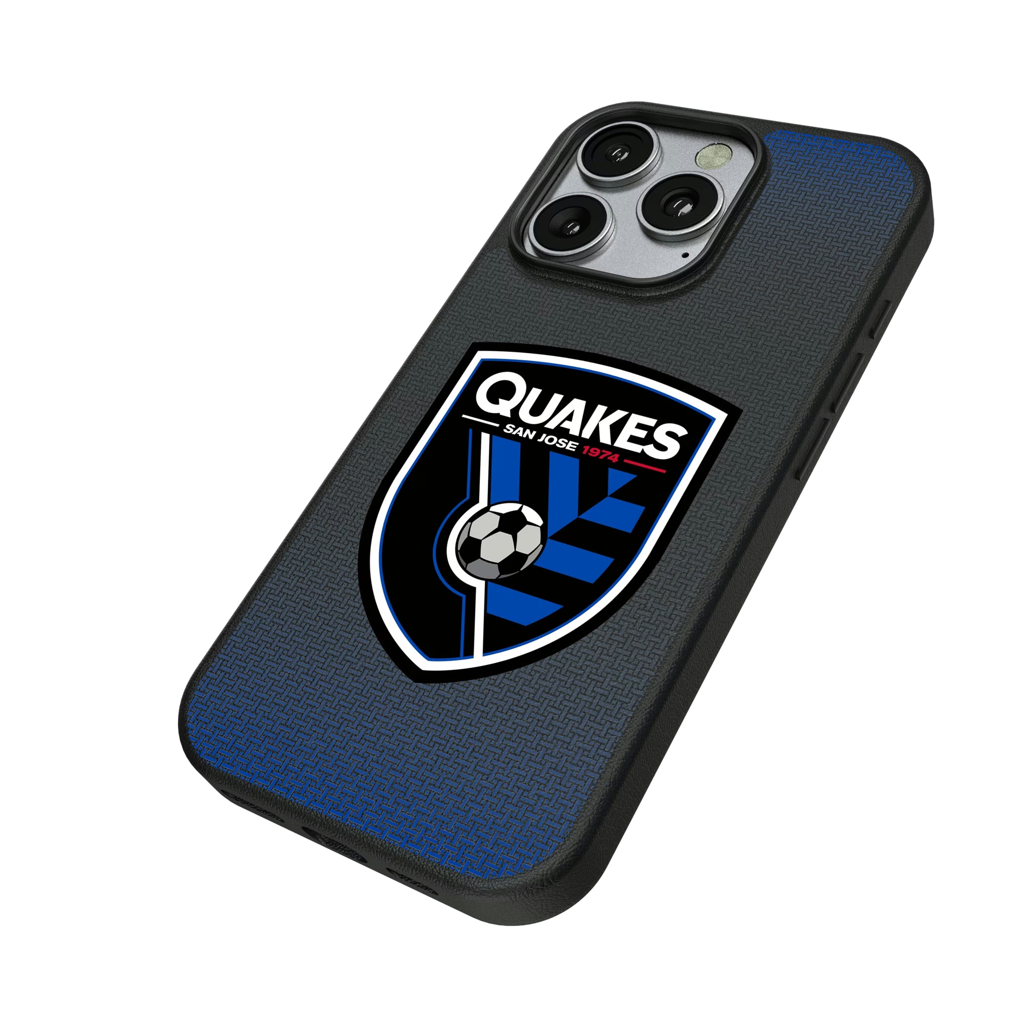 San Jose Earthquakes Linen iPhone MagSafe Compatible Phone Case for Apple iPhone - Isometric View
