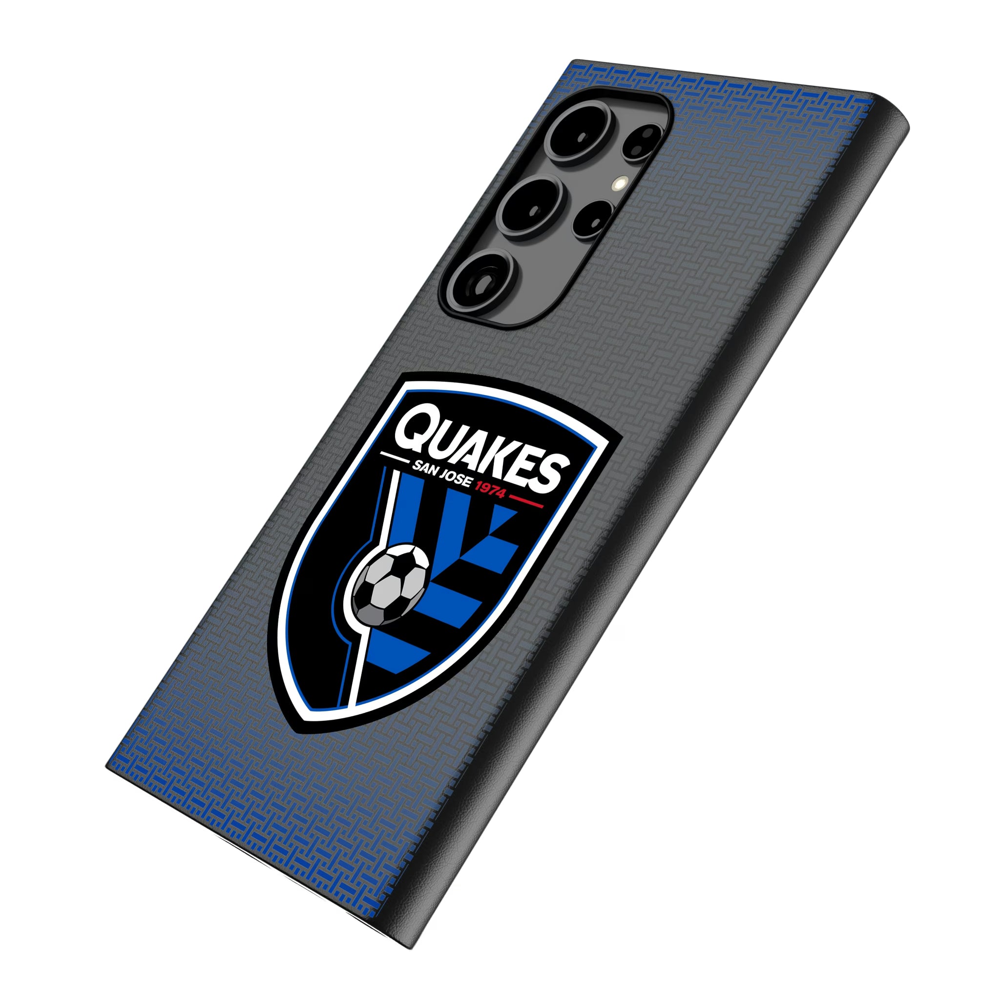 San Jose Earthquakes Linen Galaxy MagSafe Compatible Phone Case for Samsung Galaxy - Isometric View