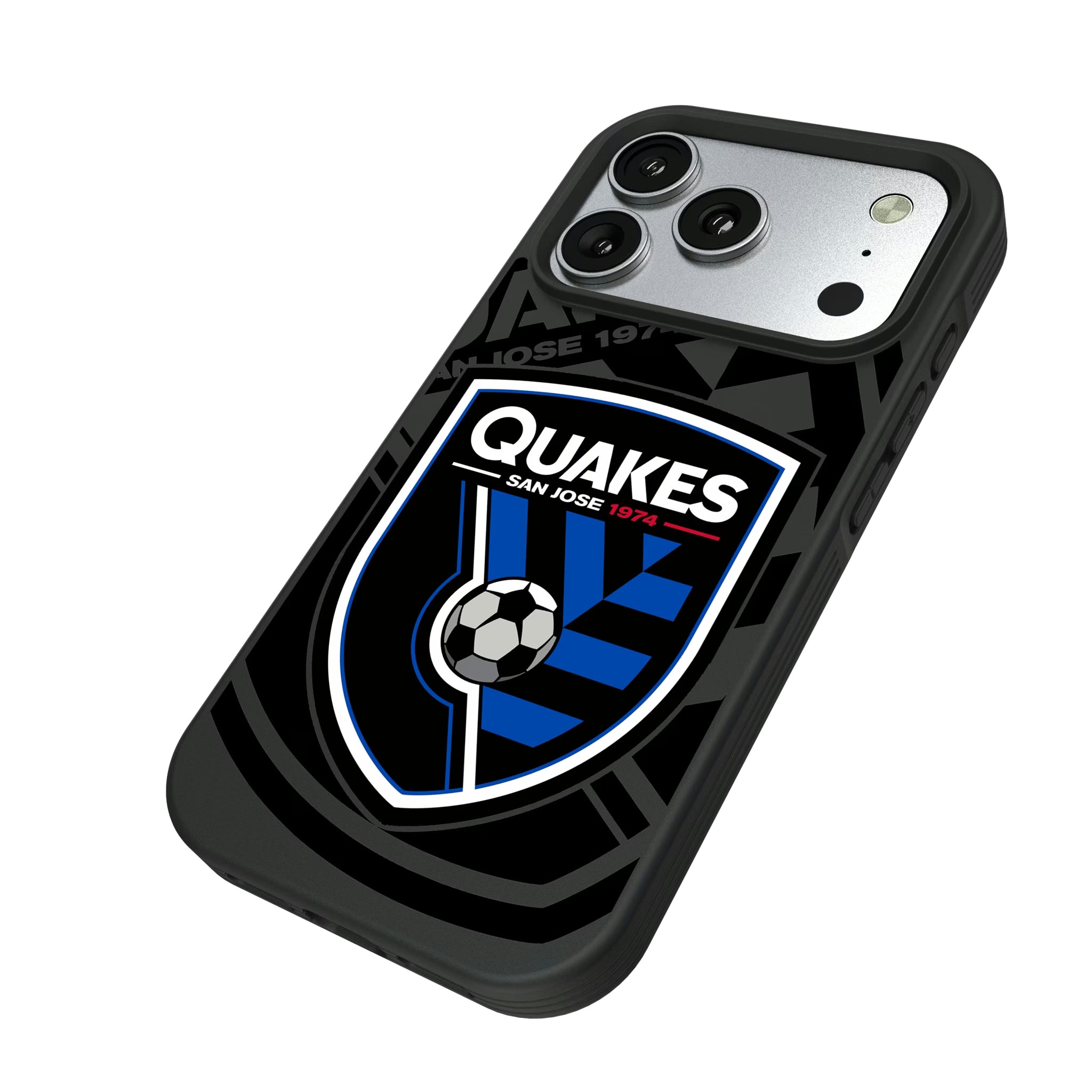 San Jose Earthquakes Monocolor Tilt iPhone Bump Phone Case for Apple iPhone - Isometric View#Device_iPhone 17 Pro