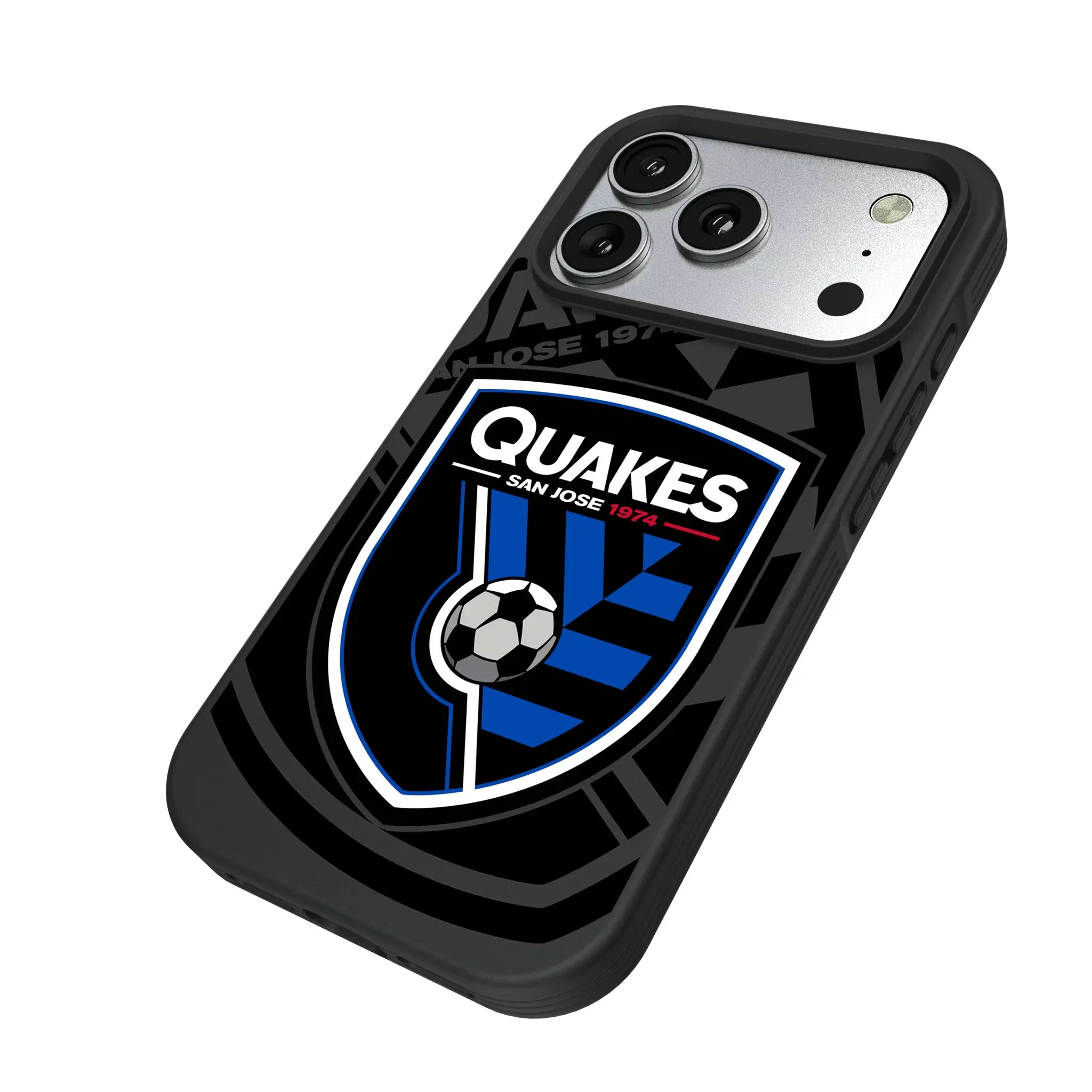 San Jose Earthquakes Monocolor Tilt iPhone Bump Phone Case for Apple iPhone - Isometric View#Device_iPhone 17 Pro