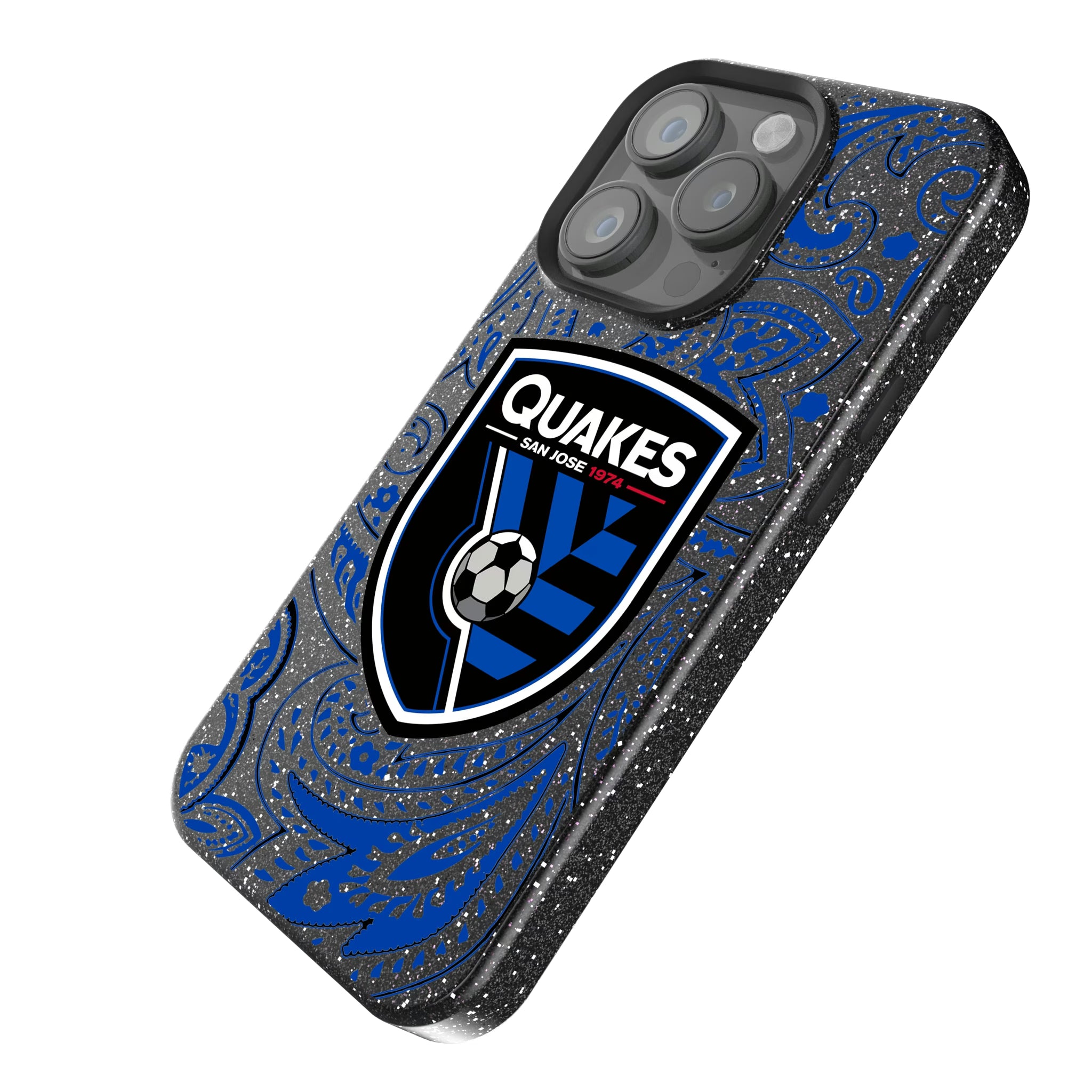 San Jose Earthquakes Paisley iPhone Bling Phone Case for Apple iPhone - Isometric View