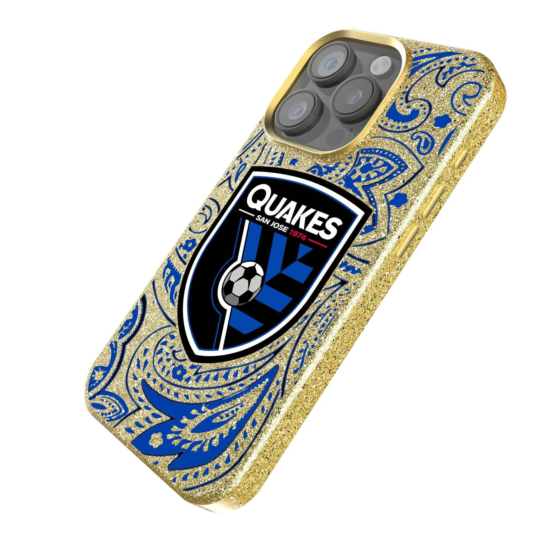 San Jose Earthquakes Paisley iPhone Bling Phone Case for Apple iPhone - Isometric View