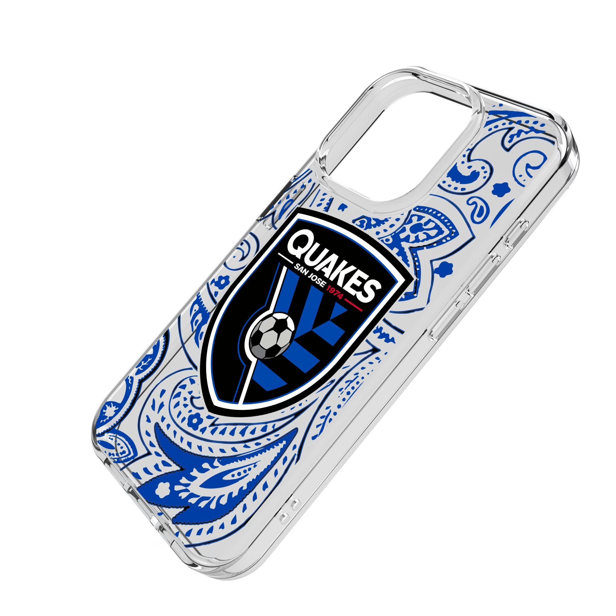 San Jose Earthquakes Paisley iPhone Clear Phone Case for Apple iPhone - Isometric View
