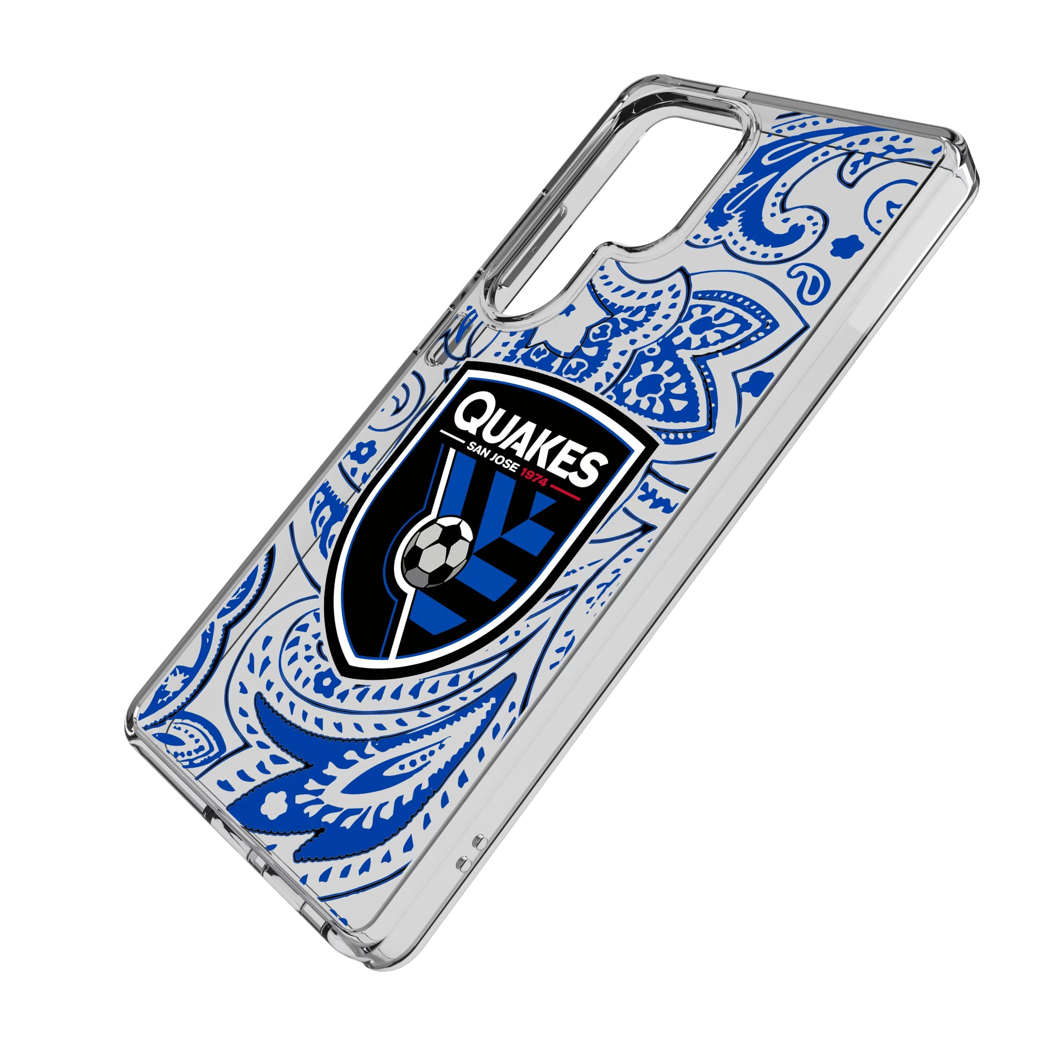 San Jose Earthquakes Paisley Galaxy Clear Phone Case for Samsung Galaxy - Isometric View