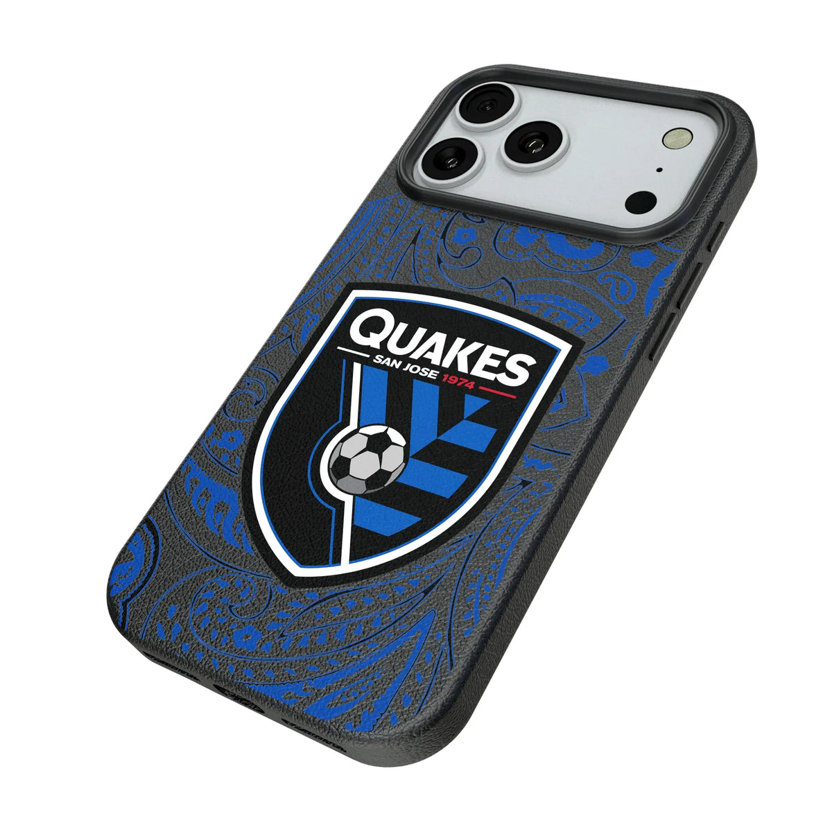 San Jose Earthquakes Paisley iPhone MagSafe Compatible Phone Case for Apple iPhone - Isometric View#Device_iPhone 18 Pro Max