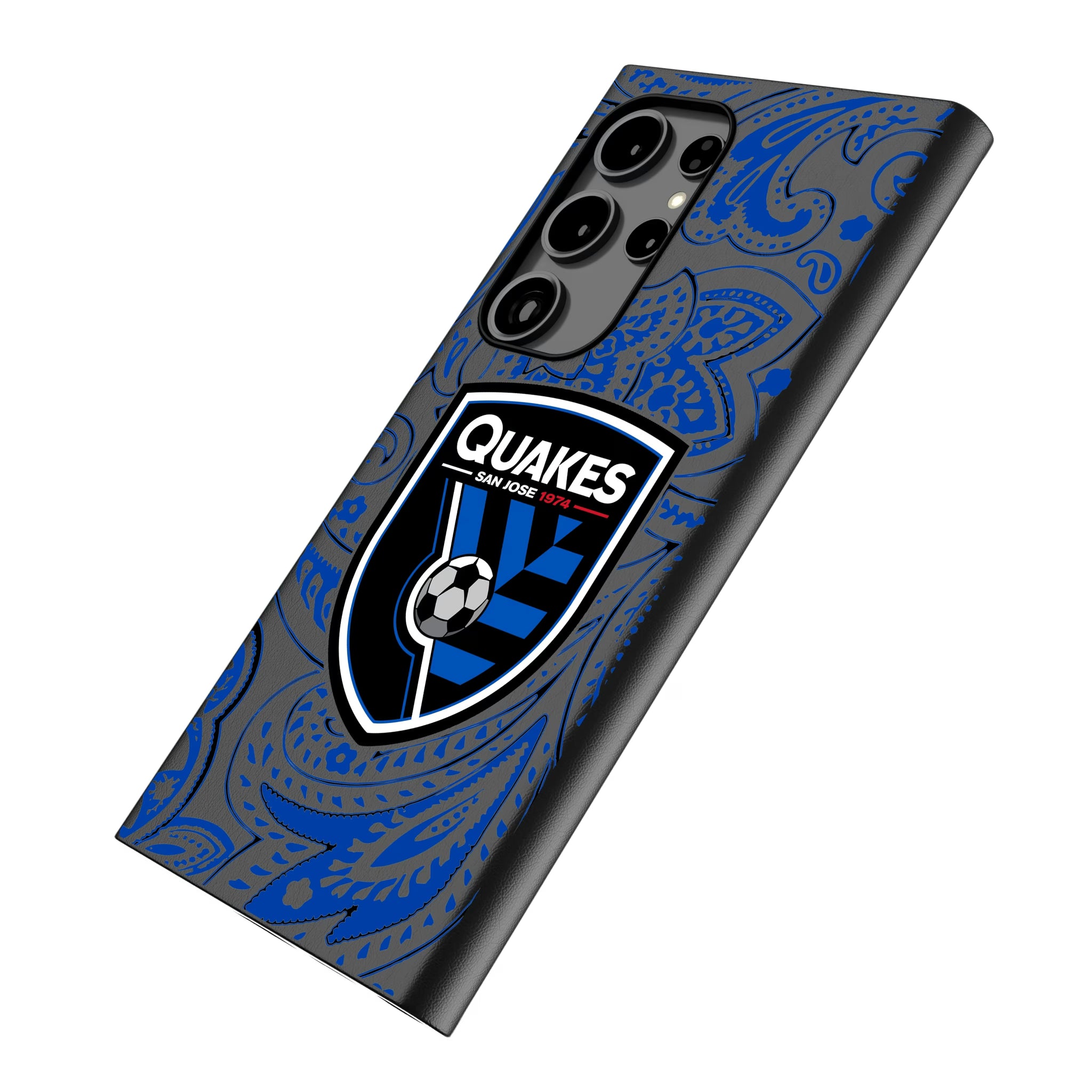 San Jose Earthquakes Paisley Galaxy MagSafe Compatible Phone Case for Samsung Galaxy - Isometric View