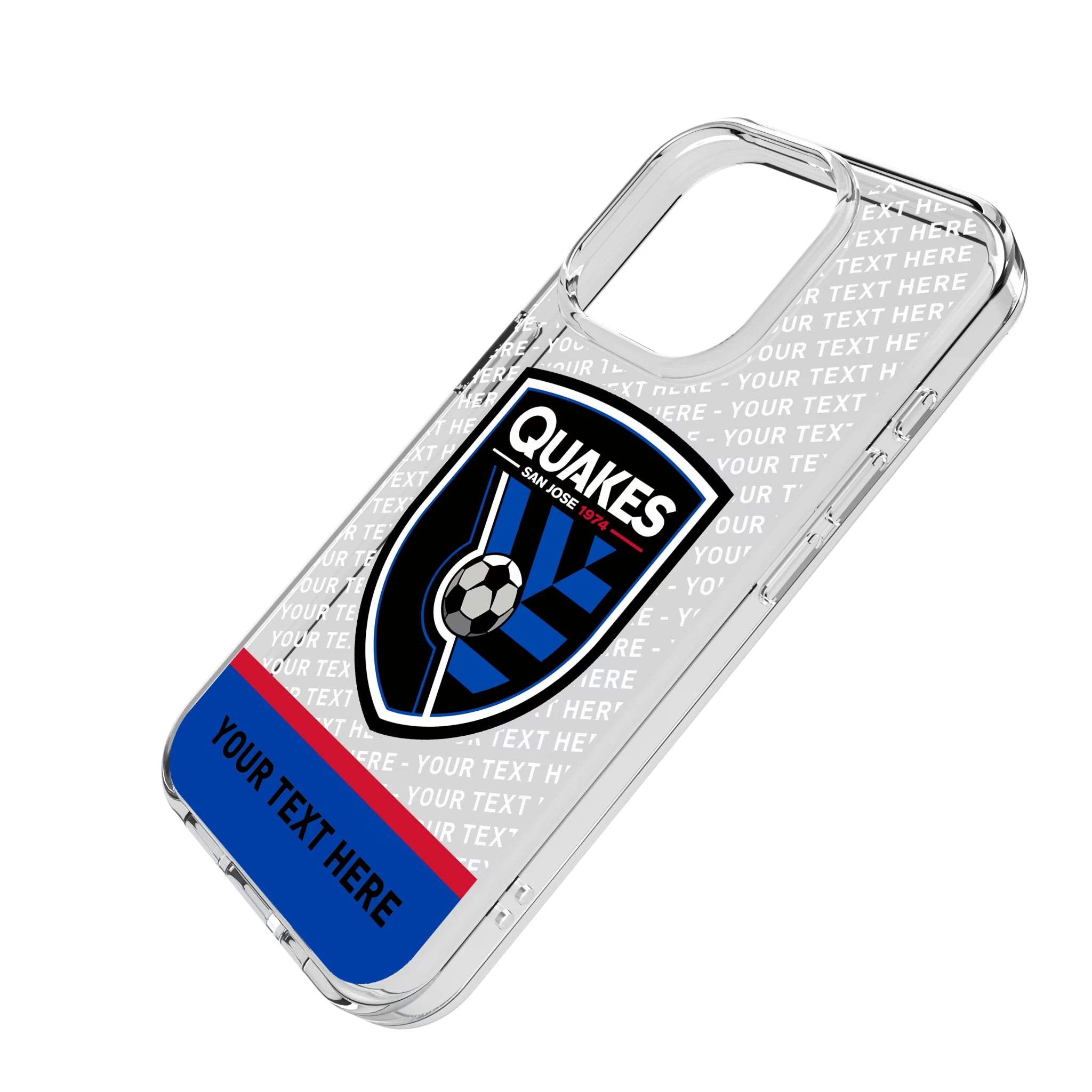 San Jose Earthquakes Personalized EndZone Plus iPhone Clear Phone Case for Apple iPhone - Isometric View