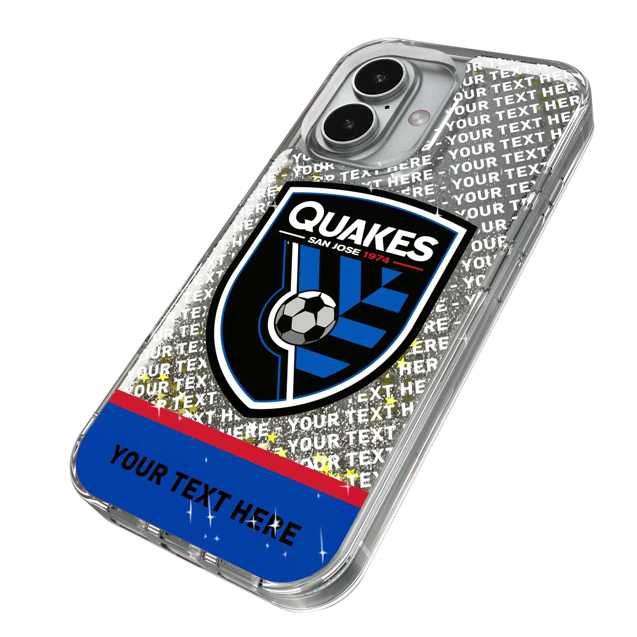 San Jose Earthquakes Personalized EndZone Plus iPhone Glitter Phone Case for Apple iPhone - Isometric View