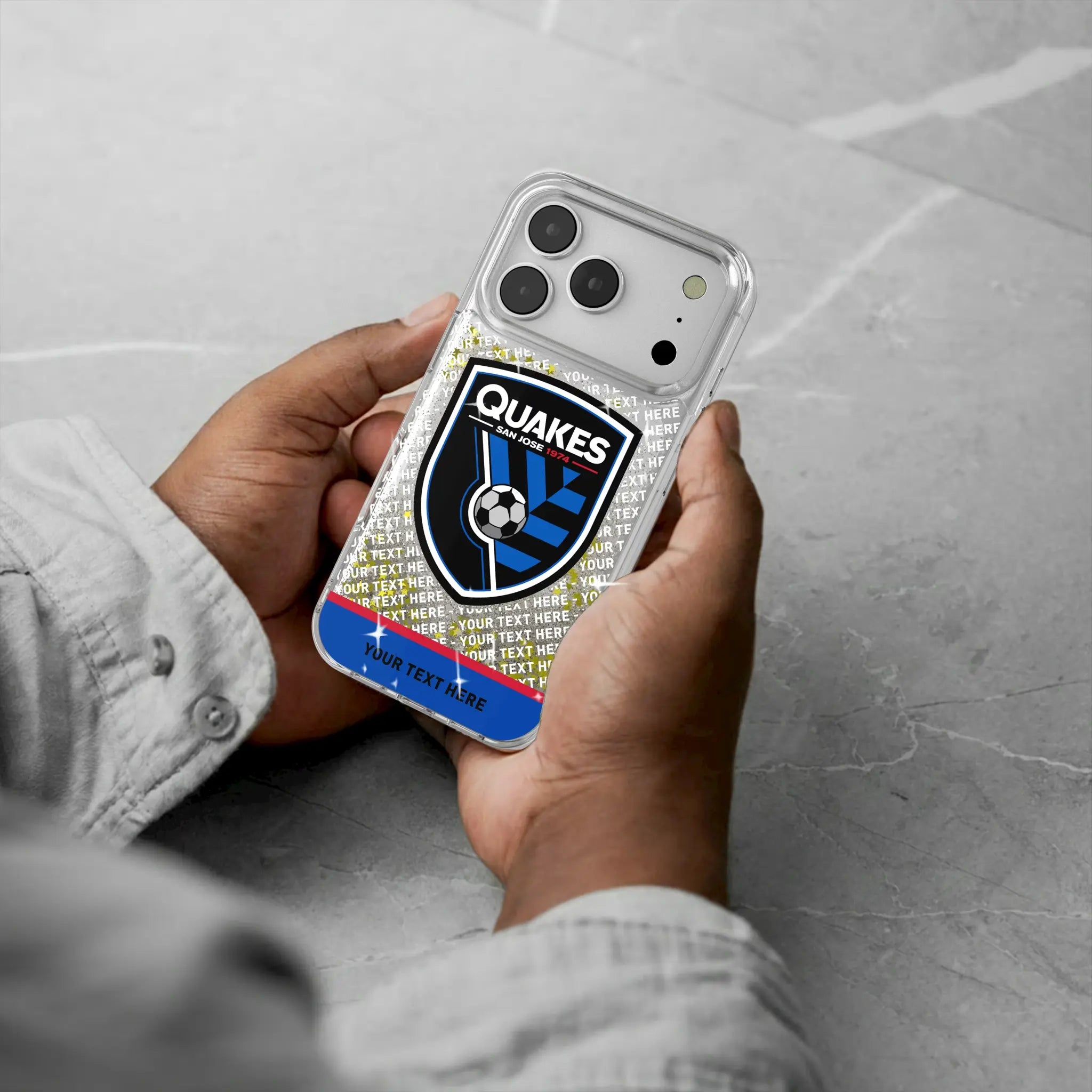San Jose Earthquakes Personalized EndZone Plus iPhone Glitter Phone Case for Apple iPhone - Lifestyle#Device_iPhone 17 Pro