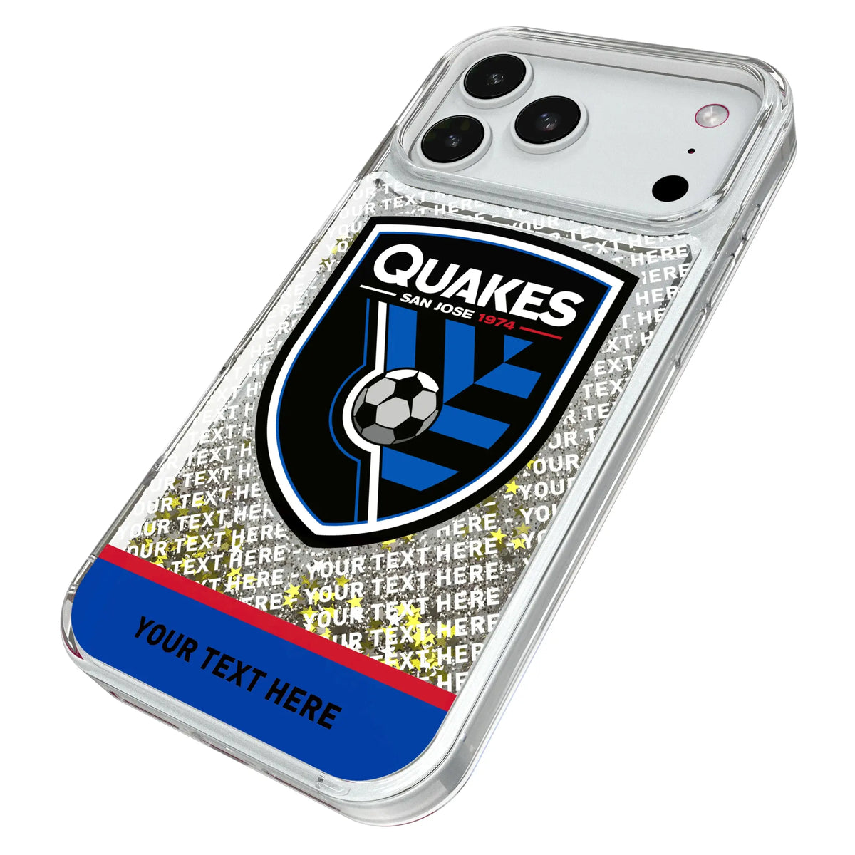 San Jose Earthquakes Personalized EndZone Plus iPhone Glitter Phone Case for Apple iPhone - Isometric View#Device_iPhone 18 Pro Max