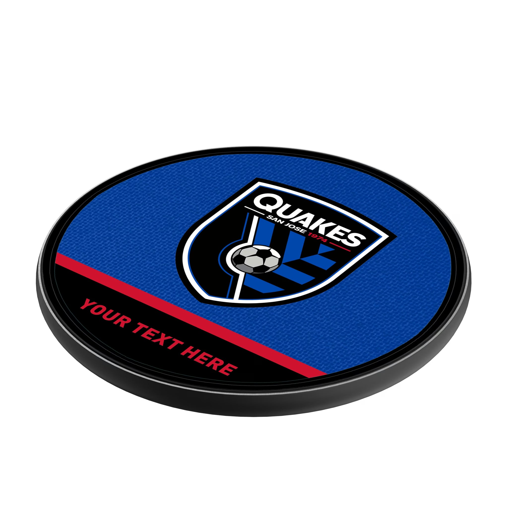 San Jose Earthquakes Personalized Endzone Solid 15-Watt Wireless Charger - Isometric View