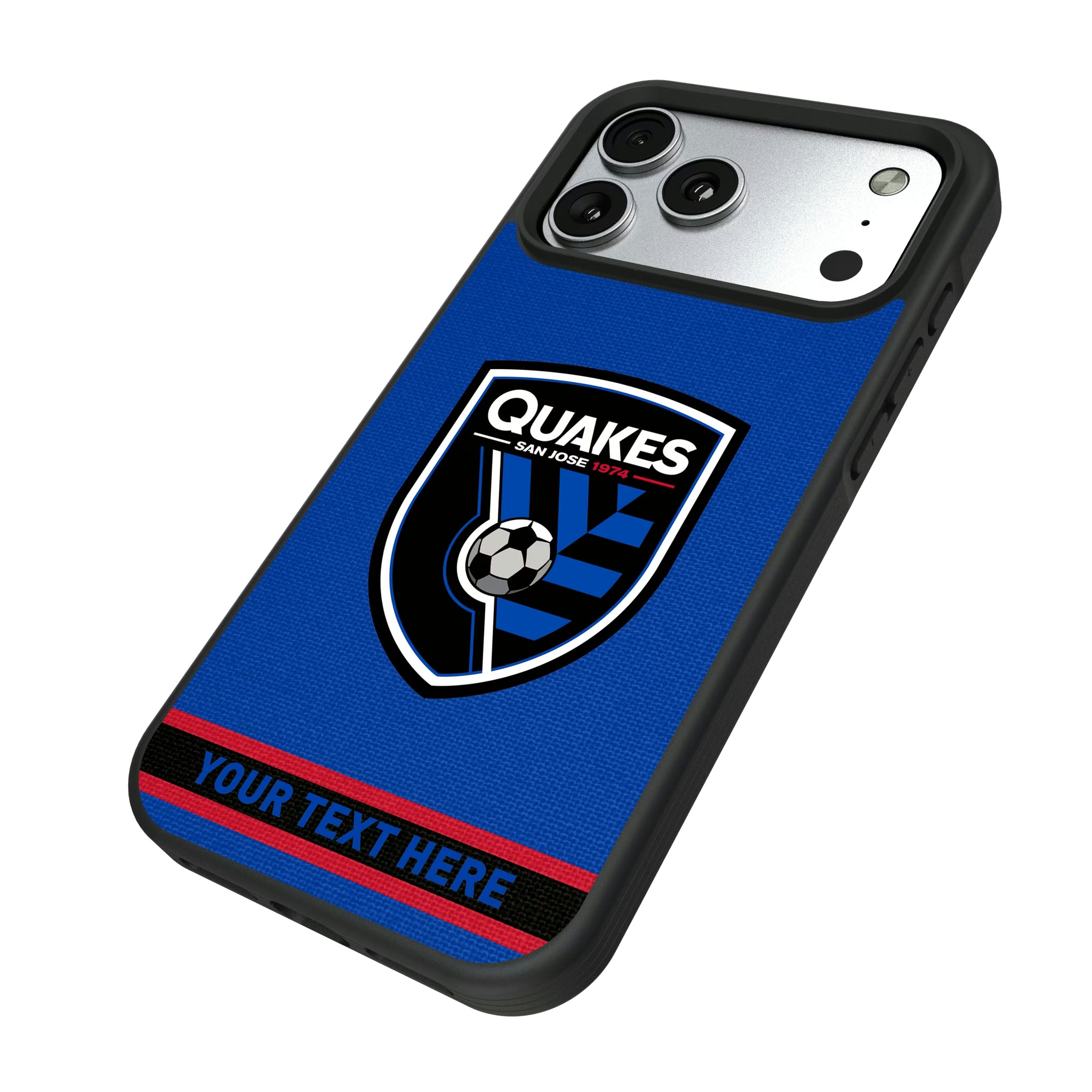 San Jose Earthquakes Personalized Stripe iPhone Bump Phone Case for Apple iPhone - Isometric View#Device_iPhone 17 Pro Max