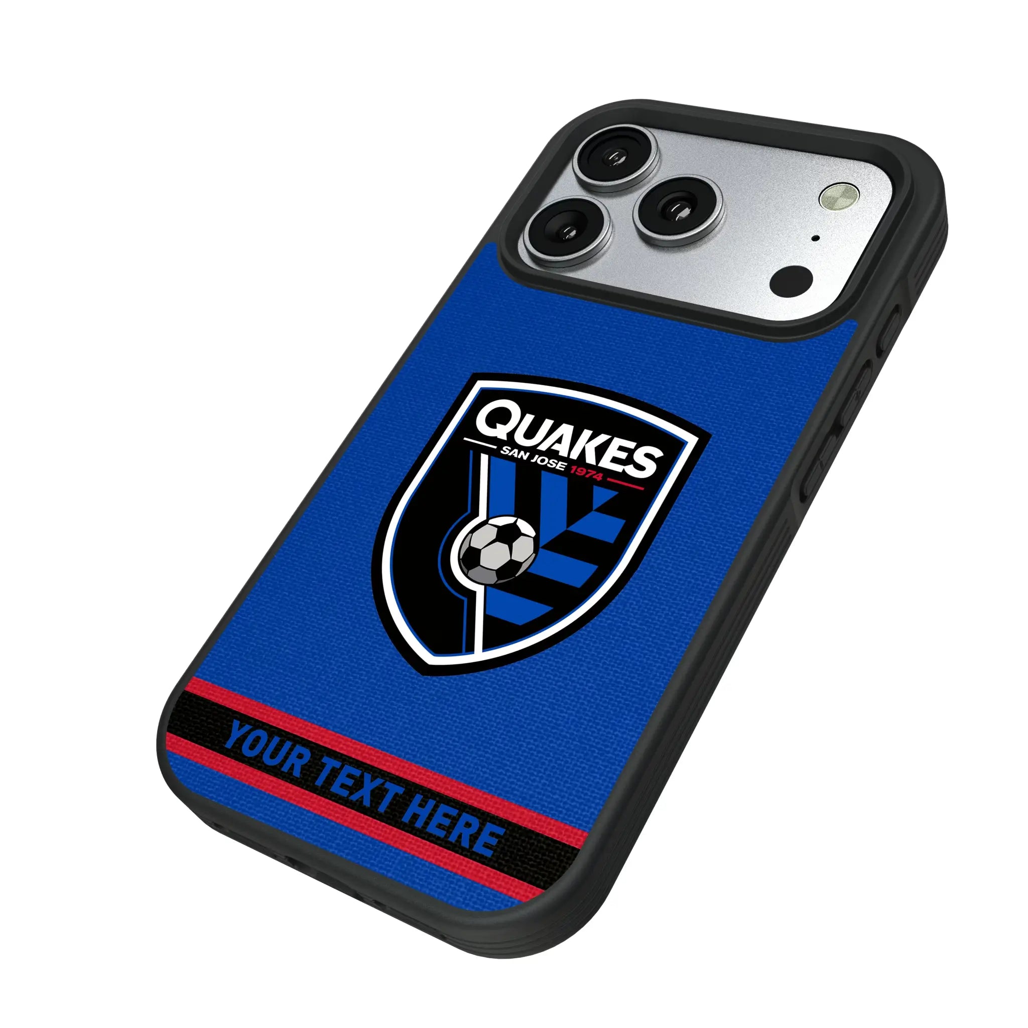San Jose Earthquakes Personalized Stripe iPhone Bump Phone Case for Apple iPhone - Isometric View#Device_iPhone 17 Pro