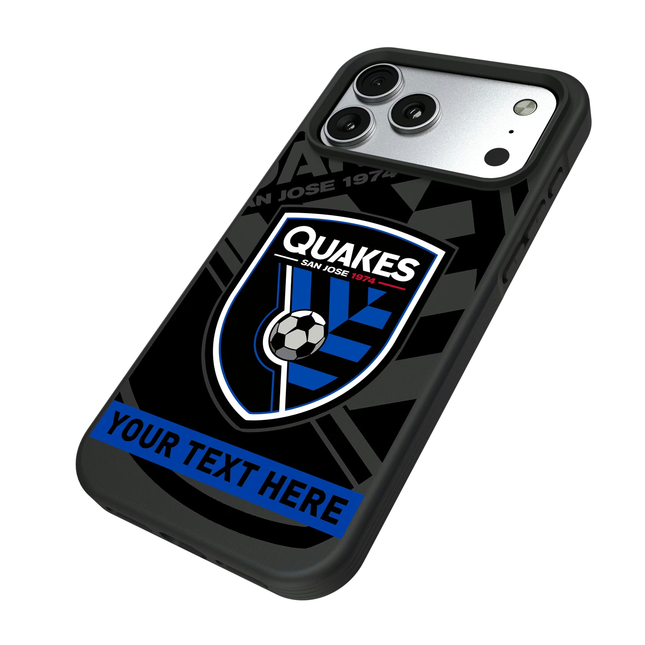 San Jose Earthquakes Personalized Tilt iPhone Bump Phone Case for Apple iPhone - Isometric View#Device_iPhone 17 Pro Max