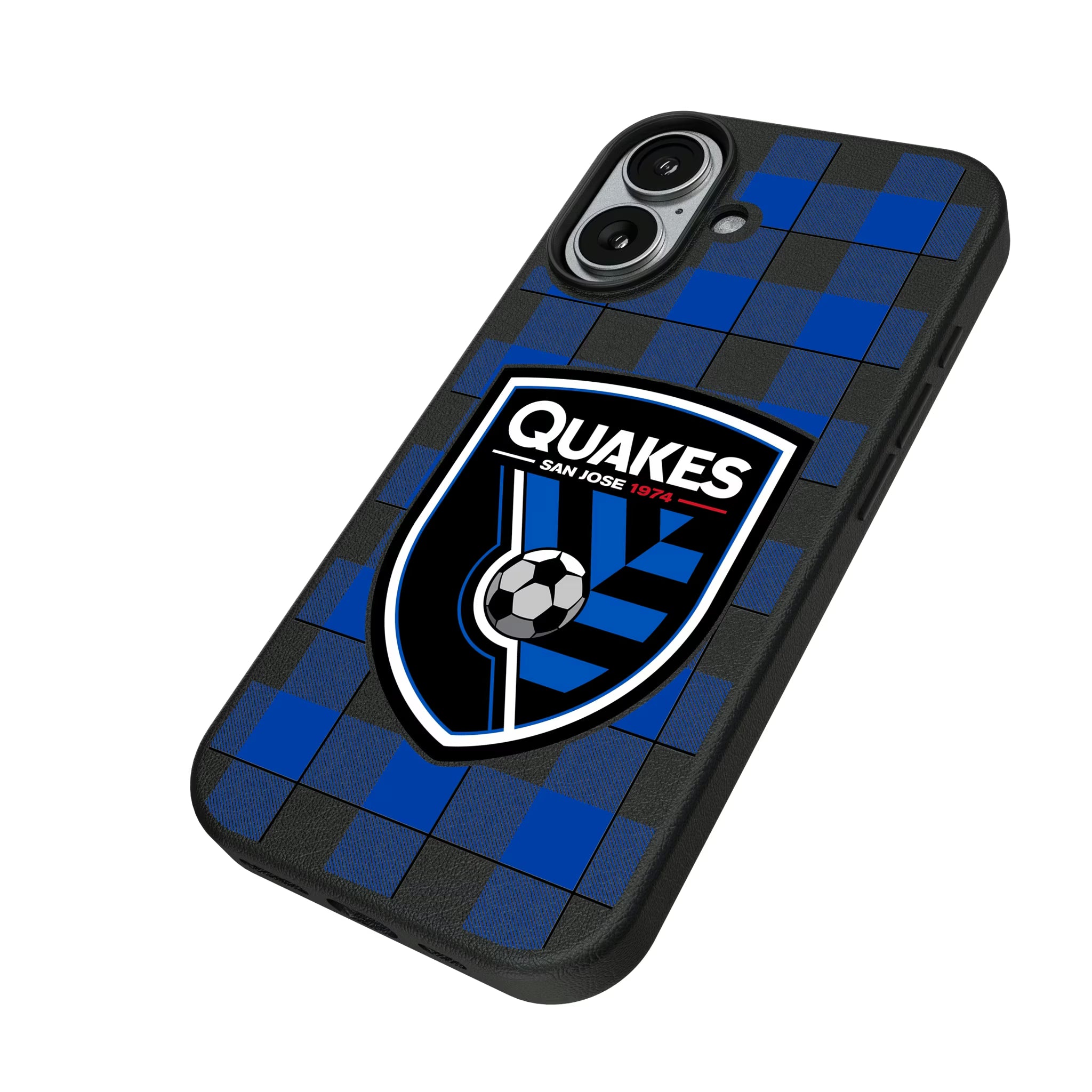 San Jose Earthquakes Plaid iPhone MagSafe Compatible Phone Case for Apple iPhone - Isometric View#Device_iPhone 17