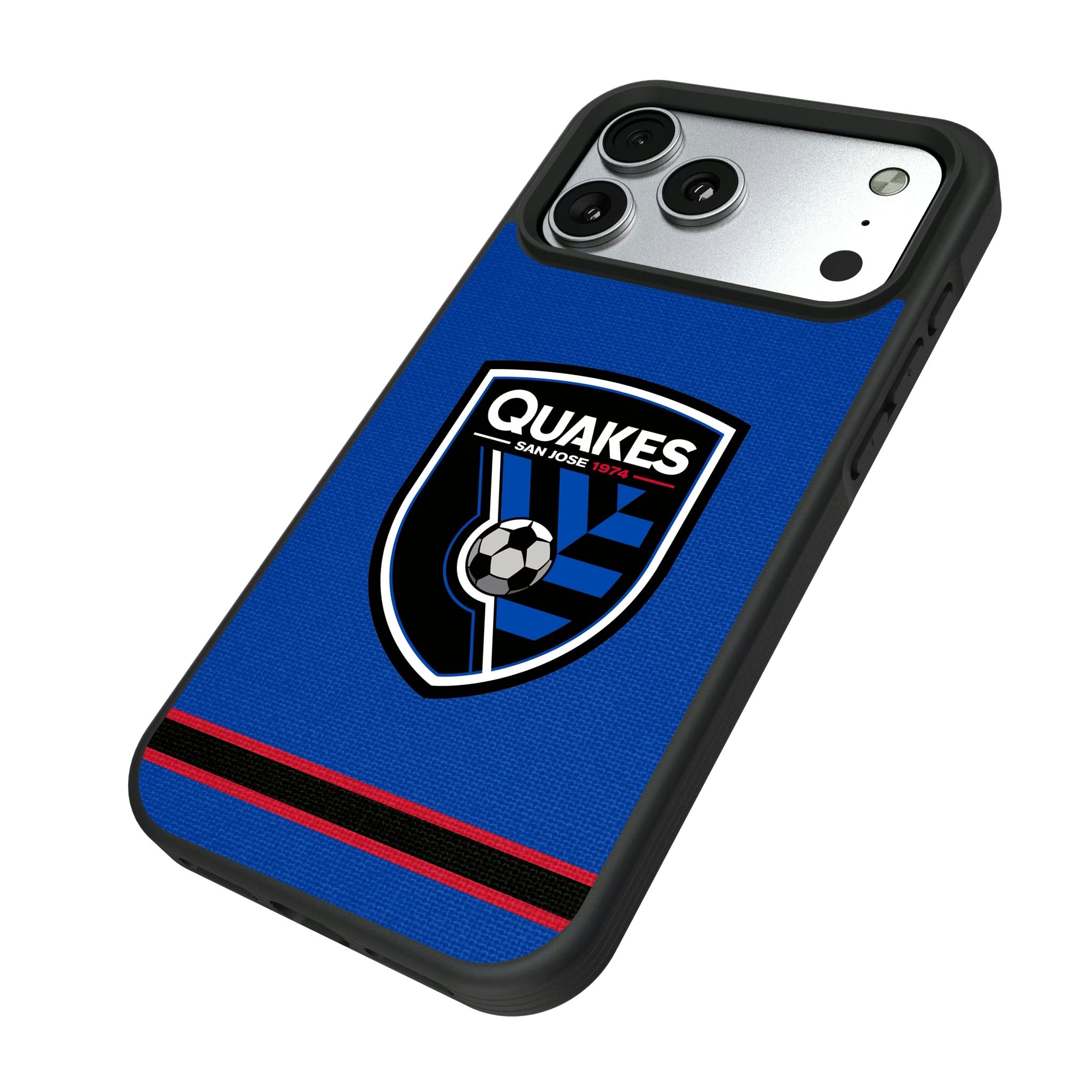San Jose Earthquakes Stripe iPhone Bump Phone Case for Apple iPhone - Isometric View#Device_iPhone 17 Pro Max