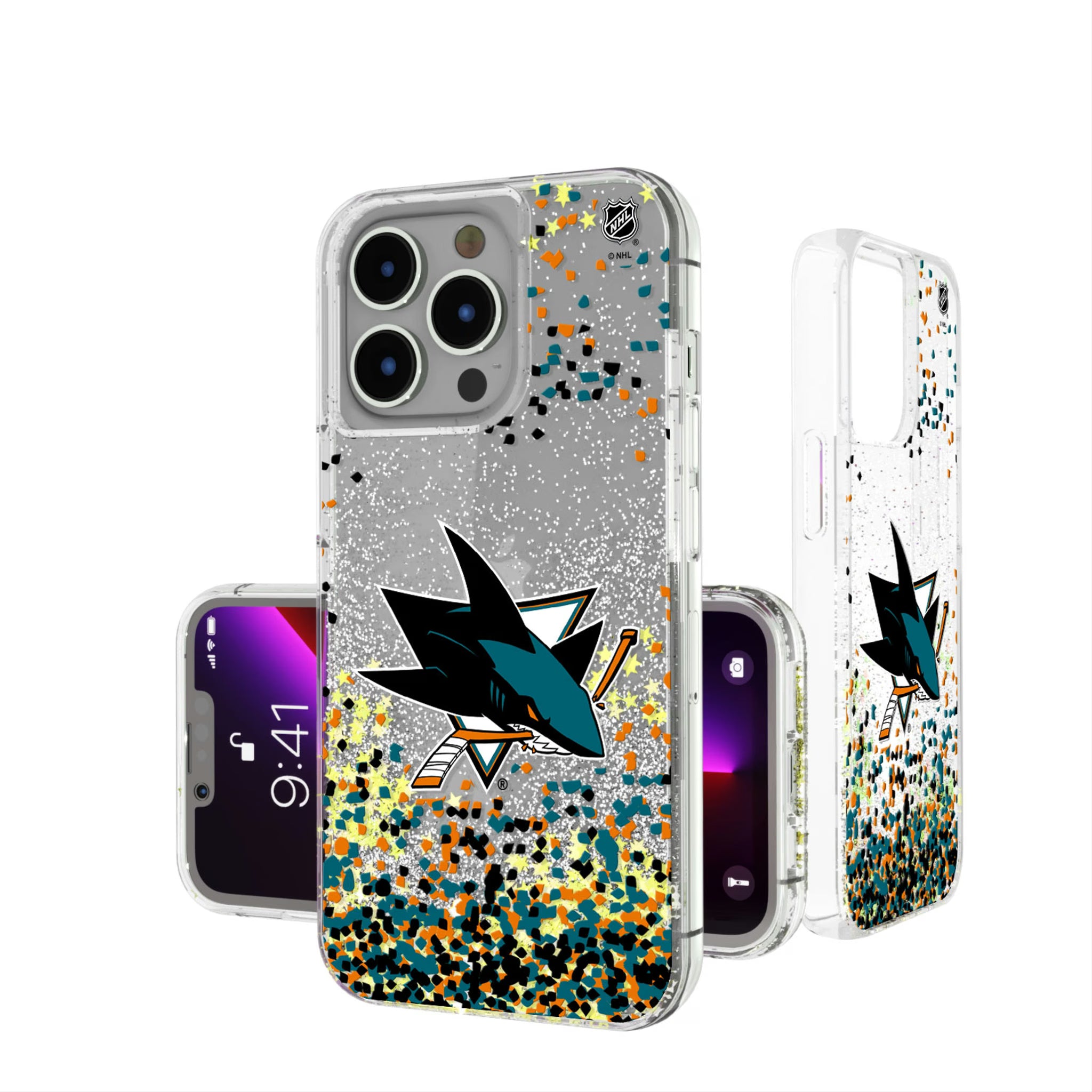 San Jose Sharks Confetti iPhone Glitter Phone Case for Apple iPhone