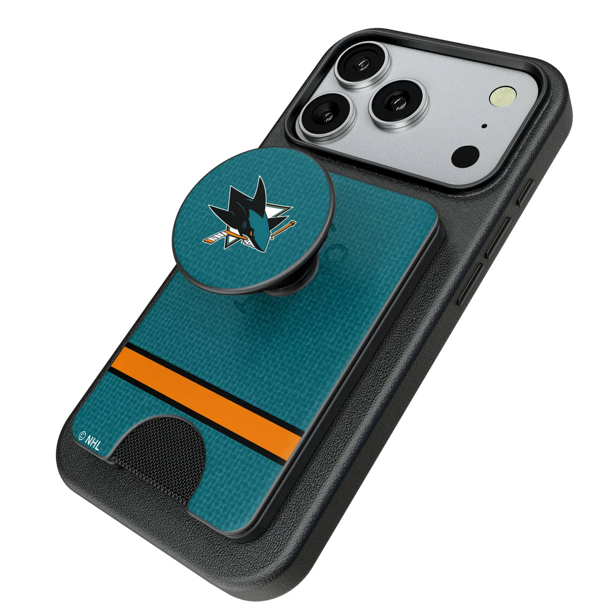 San Jose Sharks Endzone Solid Popsockets Wallet Magnetic - Isometric View