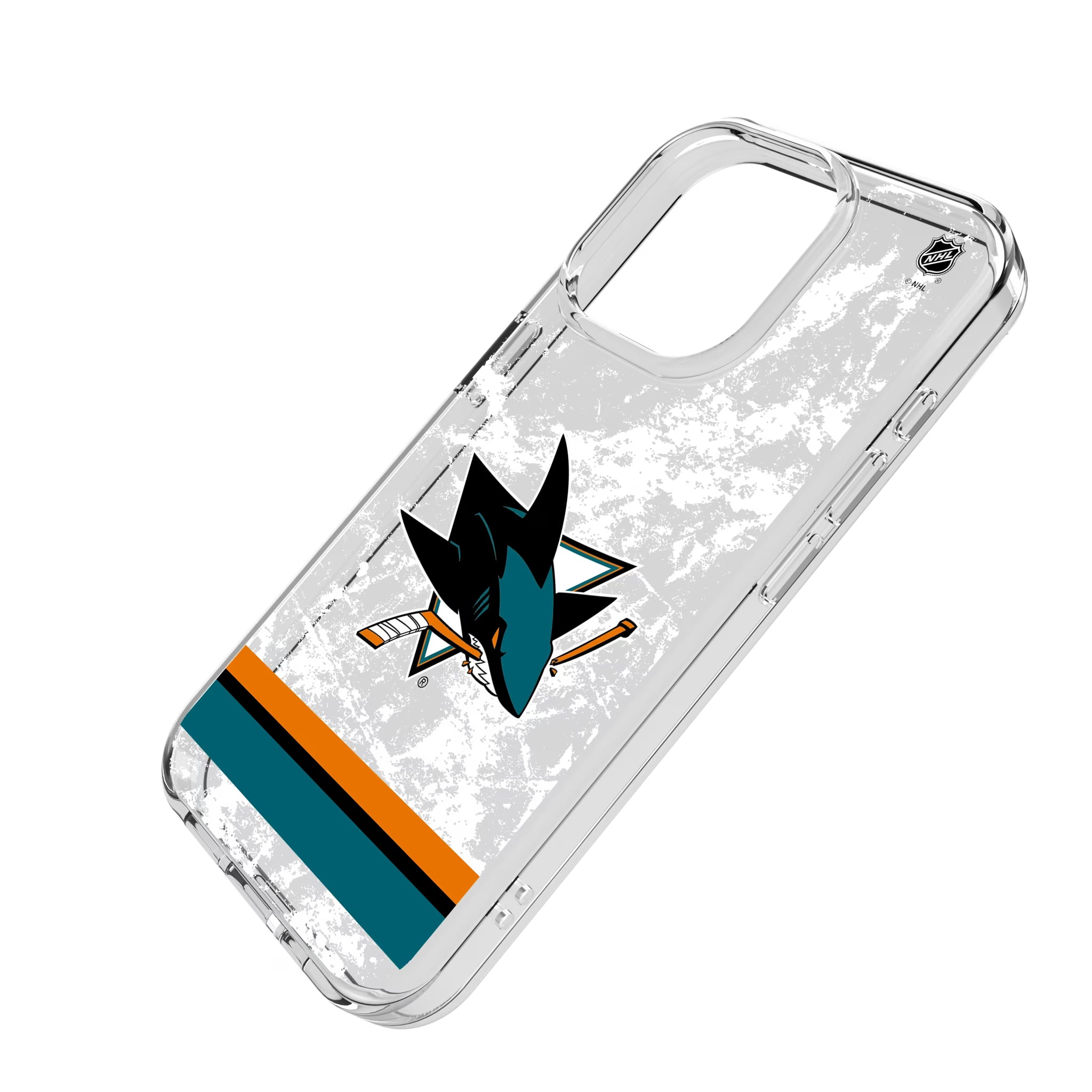 San Jose Sharks Ice Stripe iPhone Clear Phone Case for Apple iPhone - Isometric View